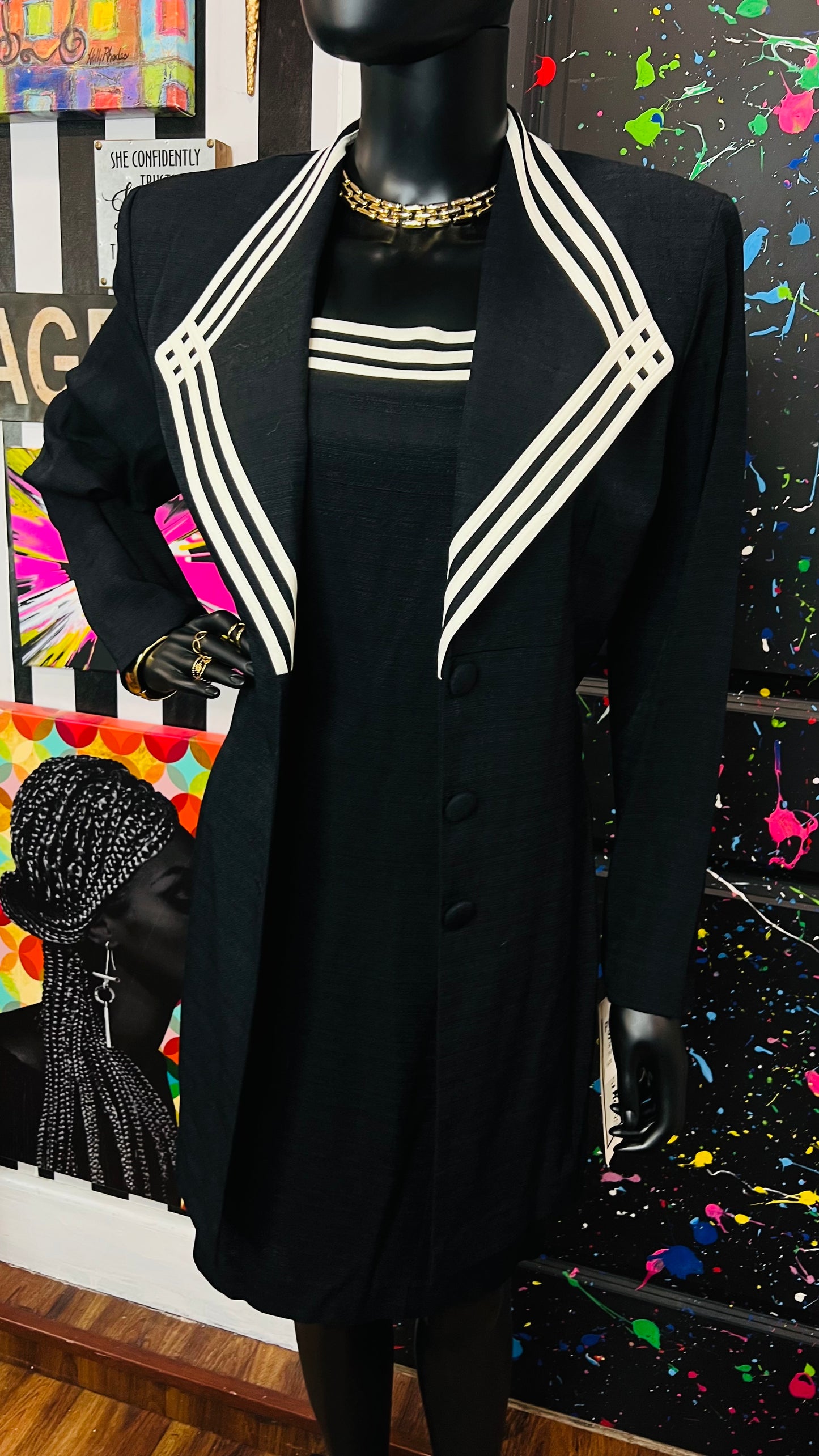 Vintage Black & White Dress & Blazer Set- DeadStock w/Tags (12)