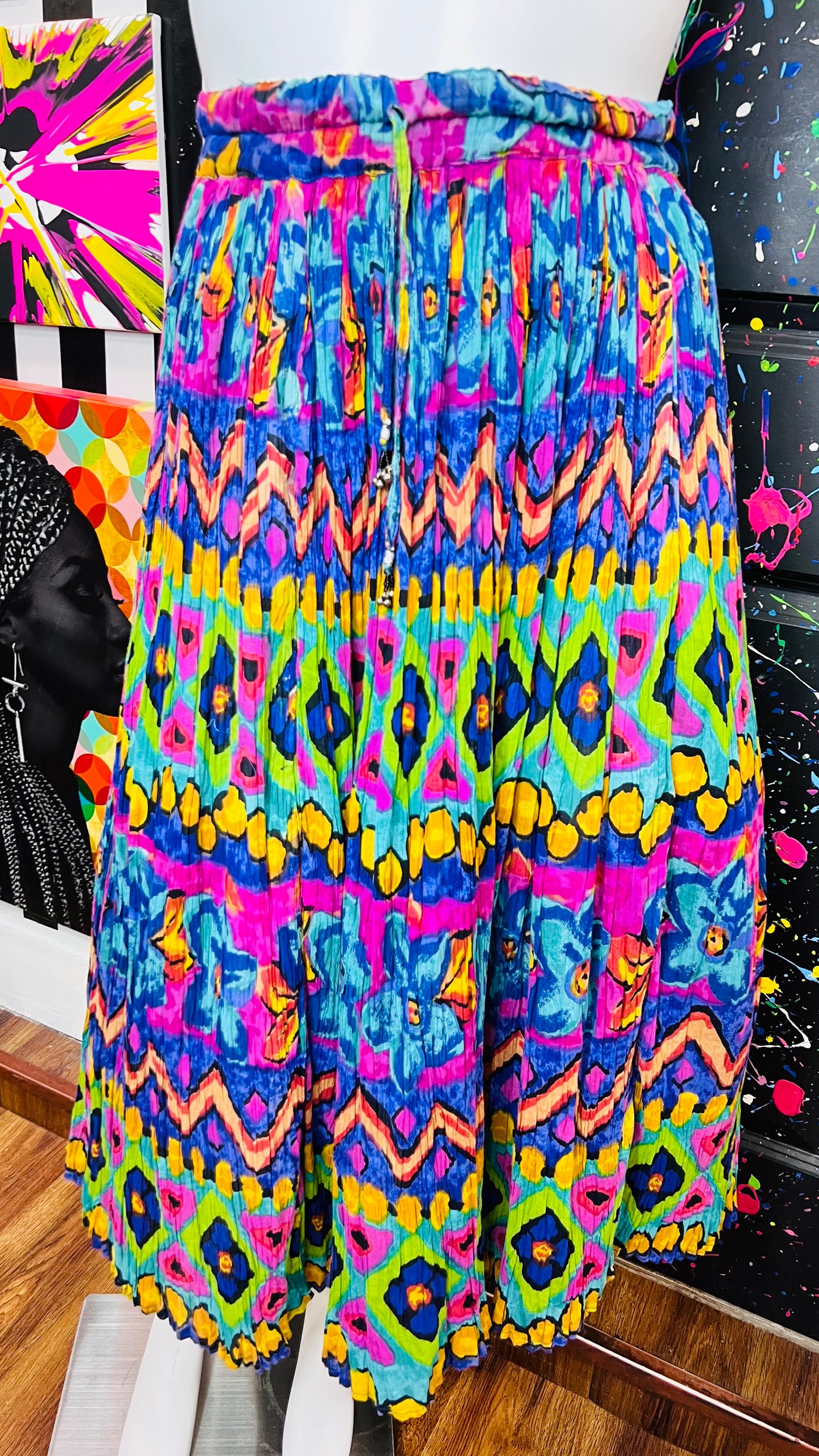 Vintage Rayon Vibrant Skirt (OS)