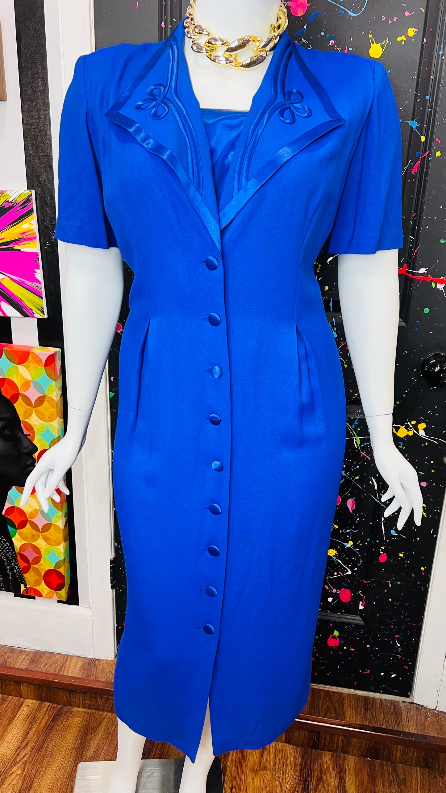 Vintage ‘Blues’ Statement Dress (20W)