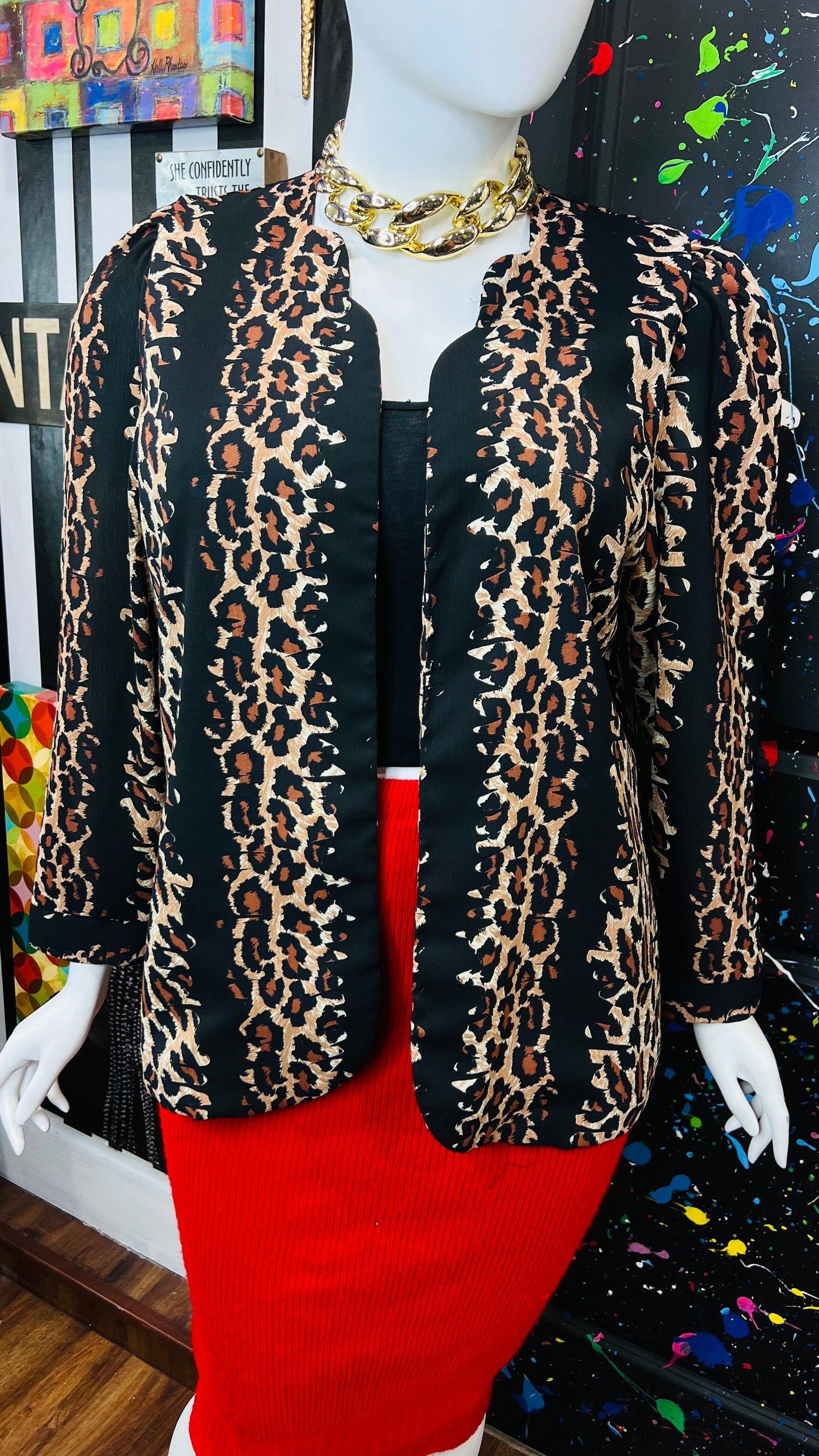 Vintage Animal Print Open Duster (18W)
