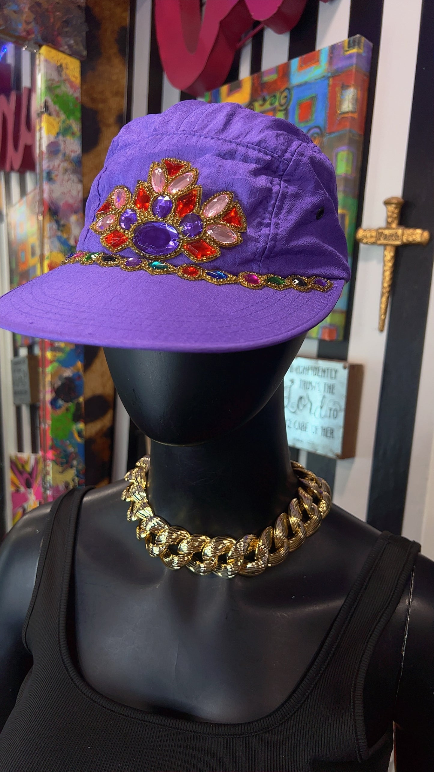 Vintage Purple Jeweled Ball Cap