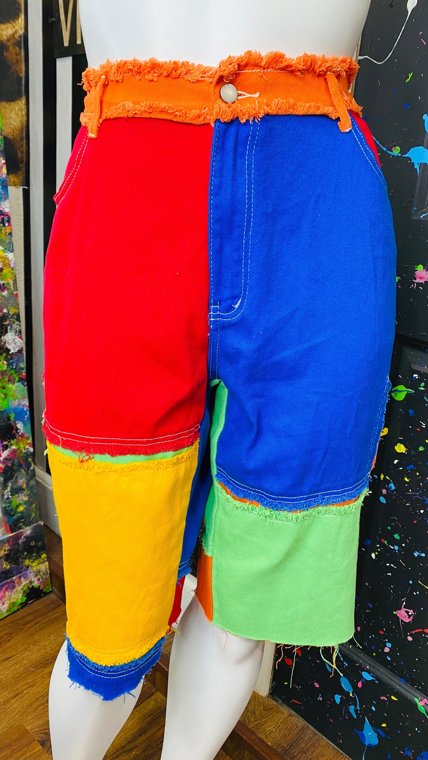 Color Block Denim Cut Jeans (18)