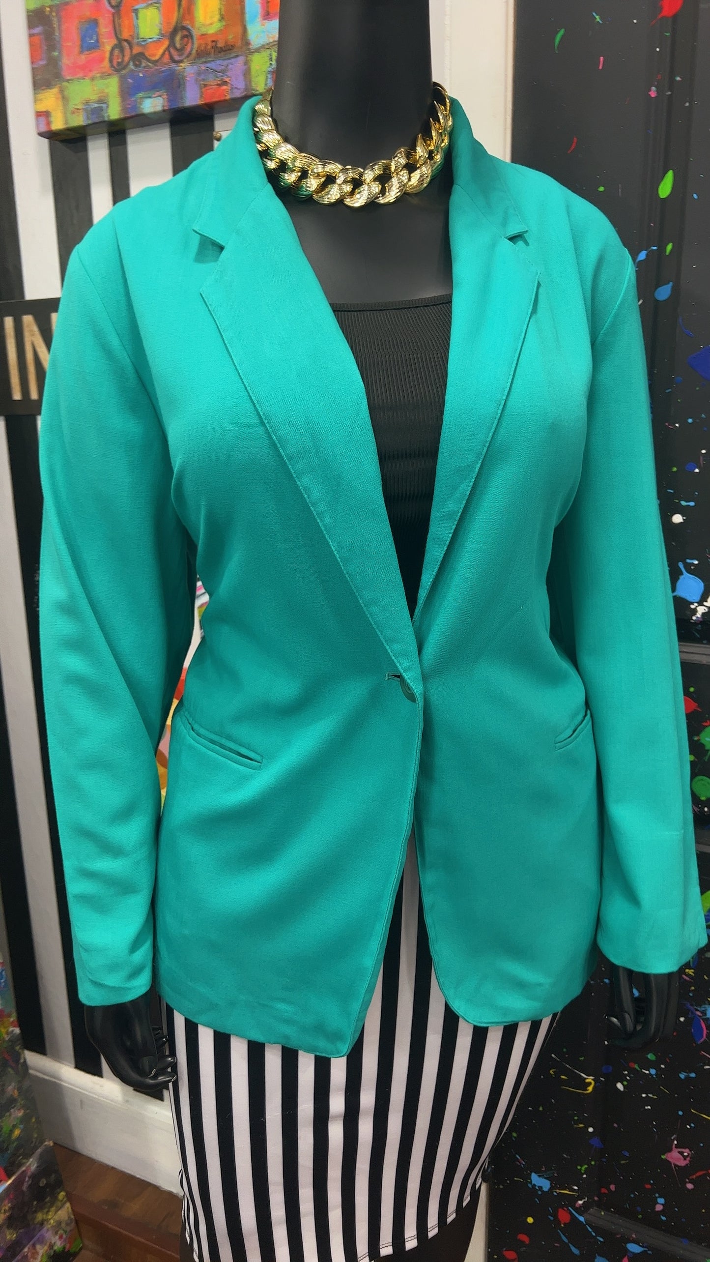 Vintage Solid Teal Blazer (24)