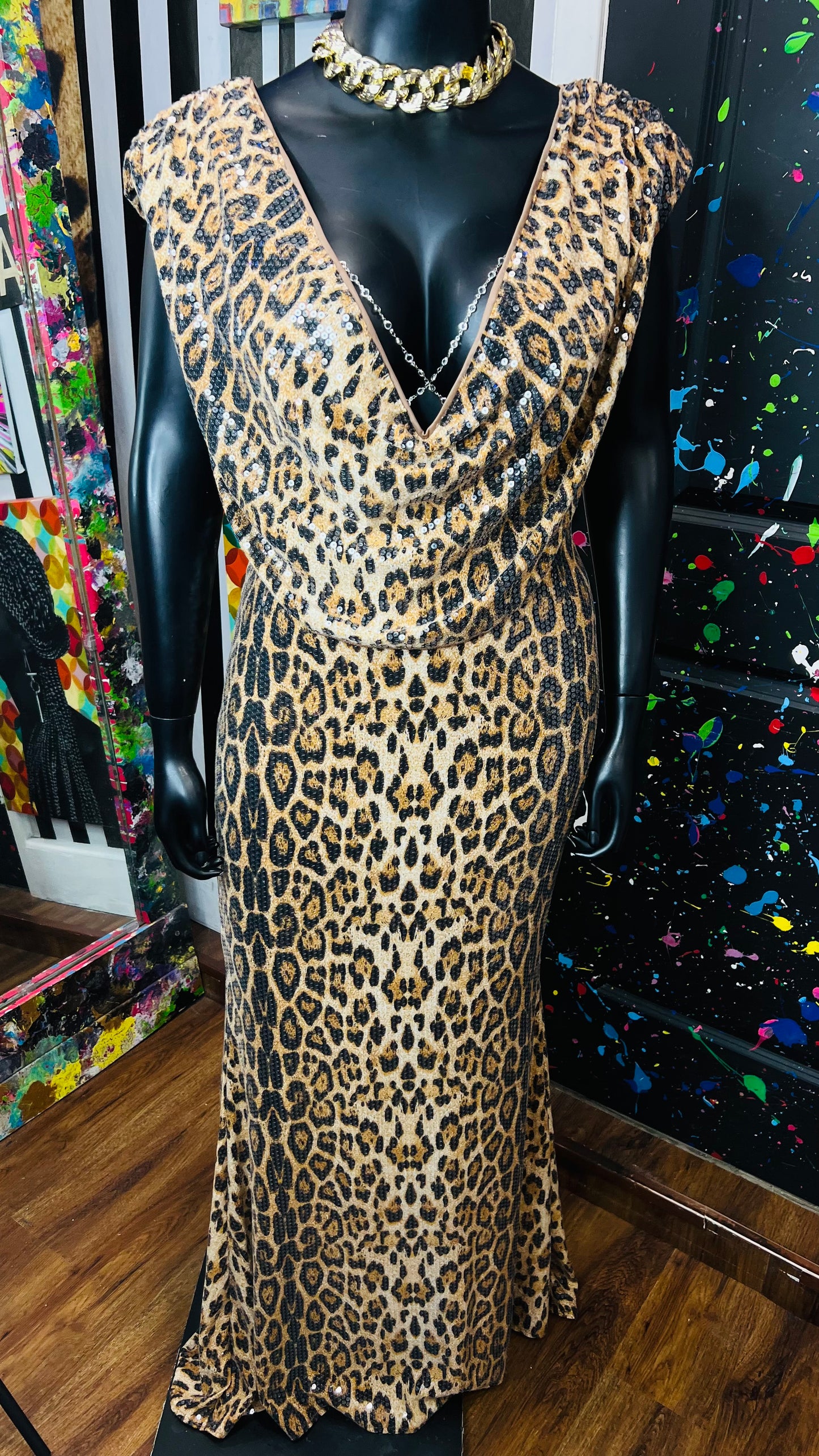 Vintage Inspired Sequin & Animal Print Gown (18)