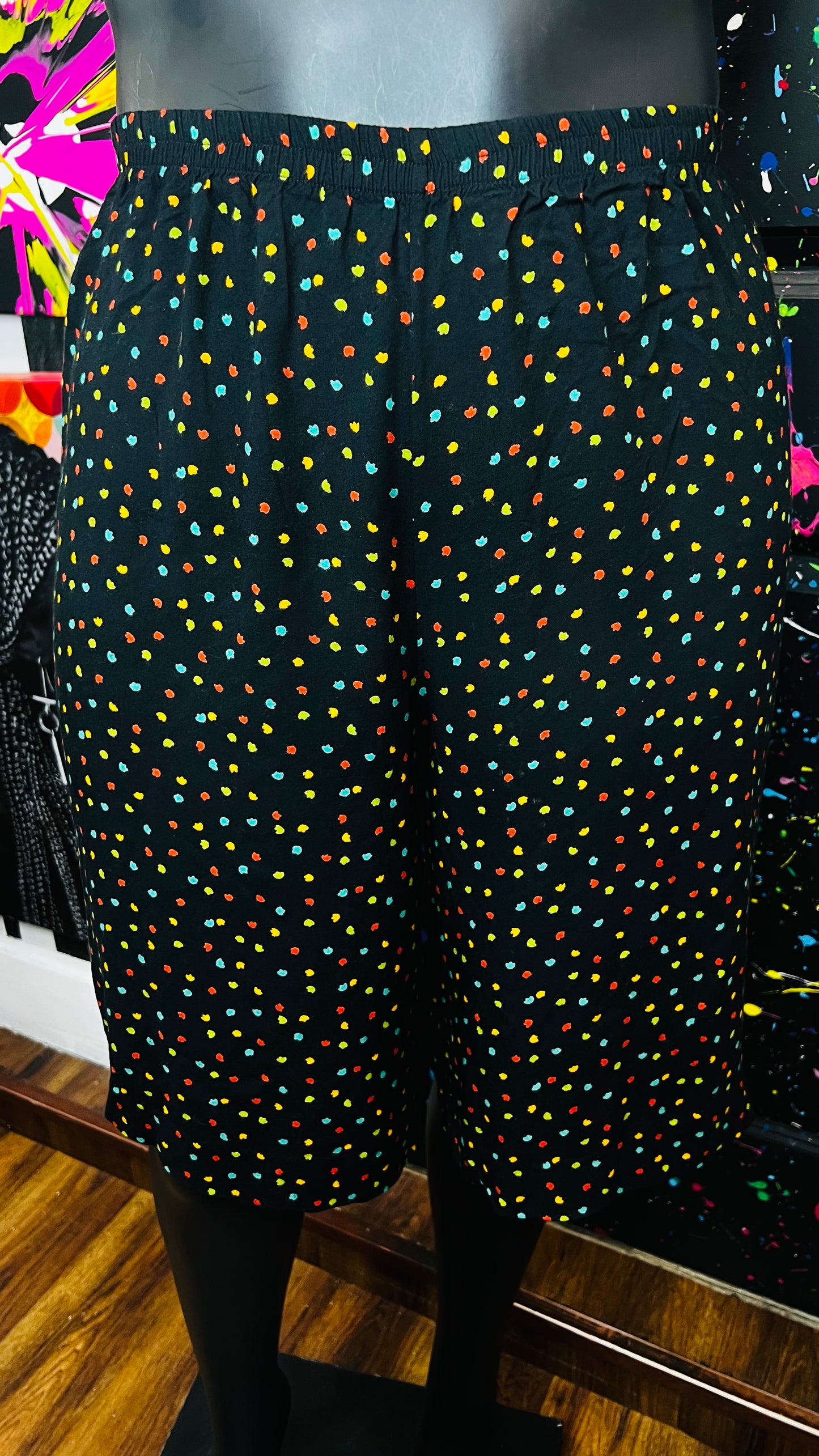 Vintage Rayon Color block Speckle Shorts (24)
