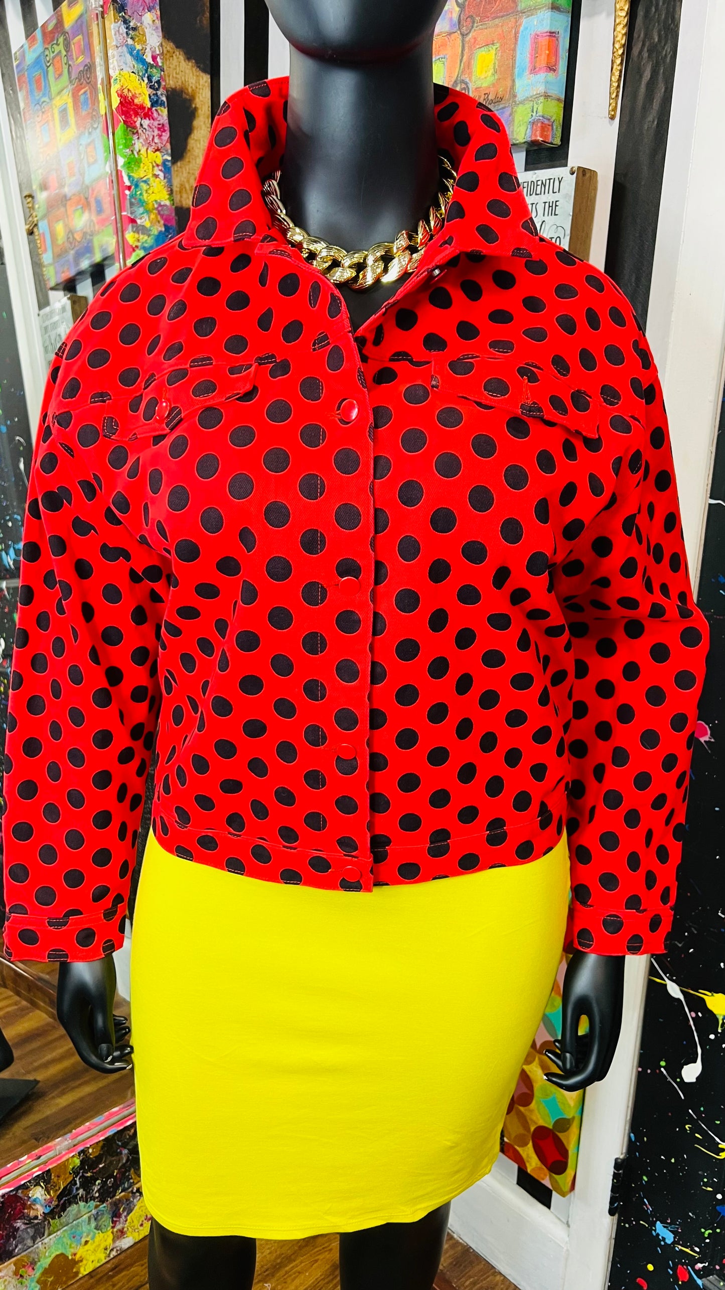 Minnie Mouse Denim Red & Black Polka Dot Jacket - New w/Tags (22)