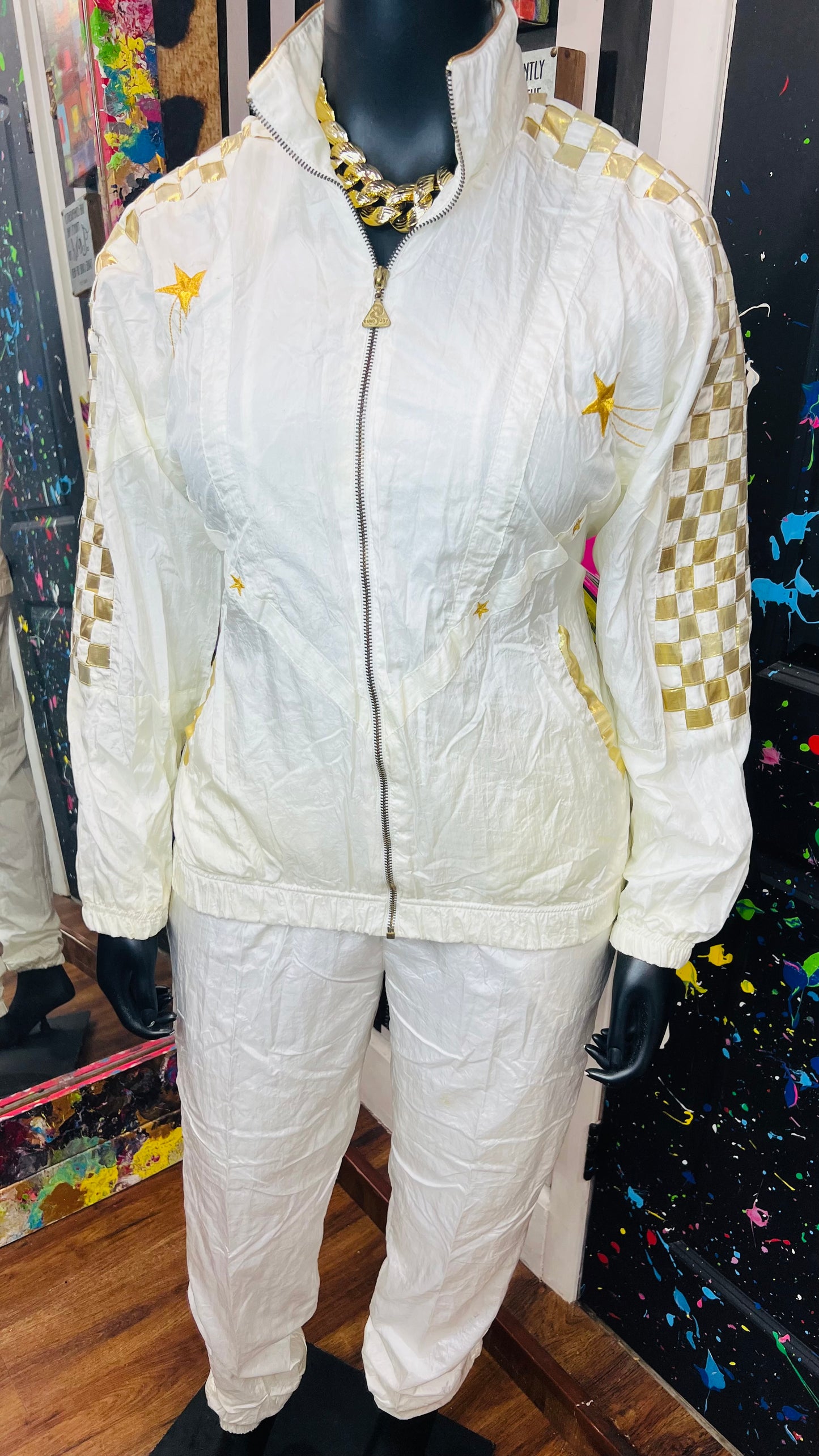 Vintage Windreaker Set - Cream w/Gold Stars (14)