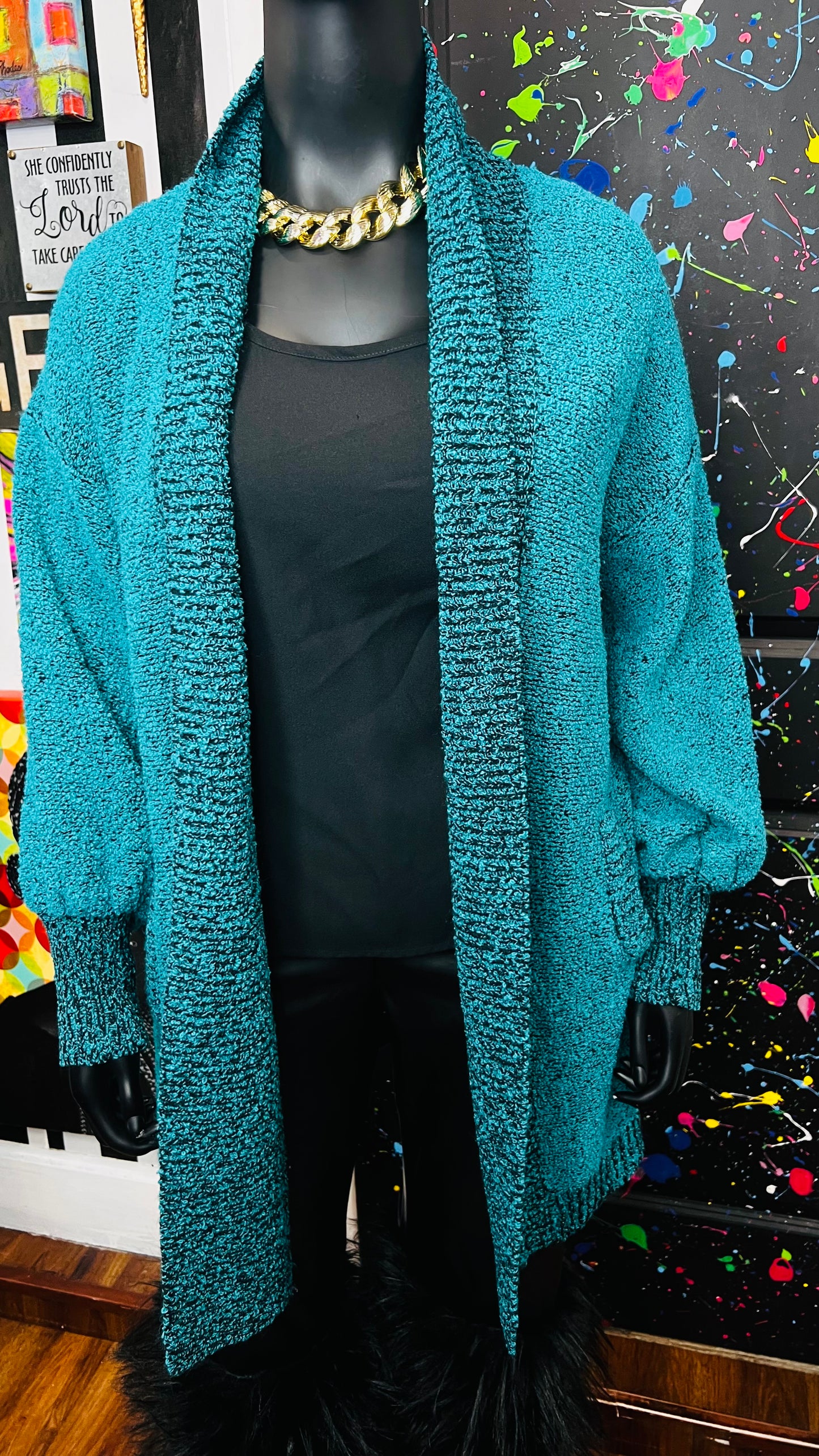 Vintage Comfy Cardigan - Teal (OS)
