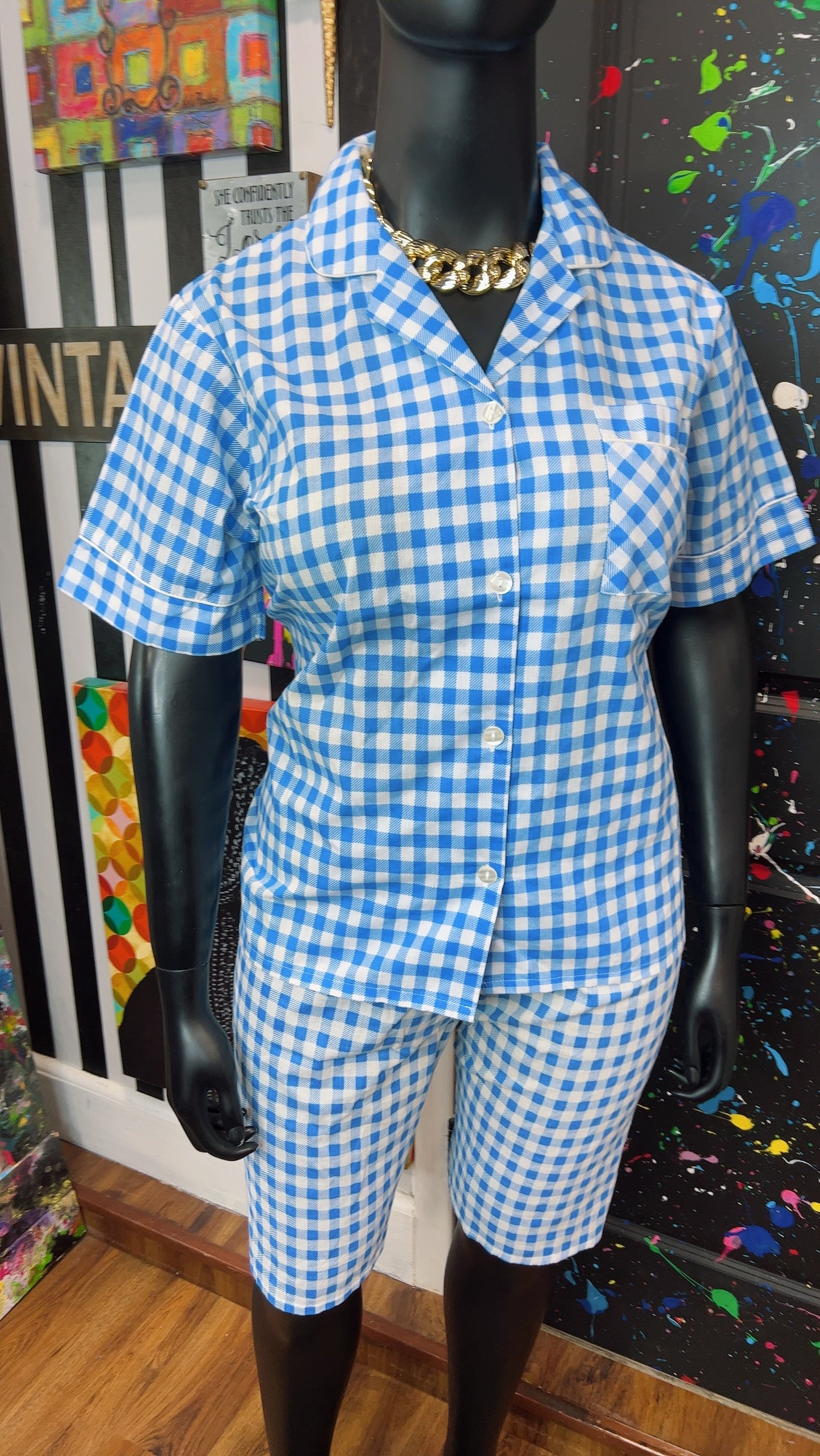 Vintage Blue & White Shorts Set (18)