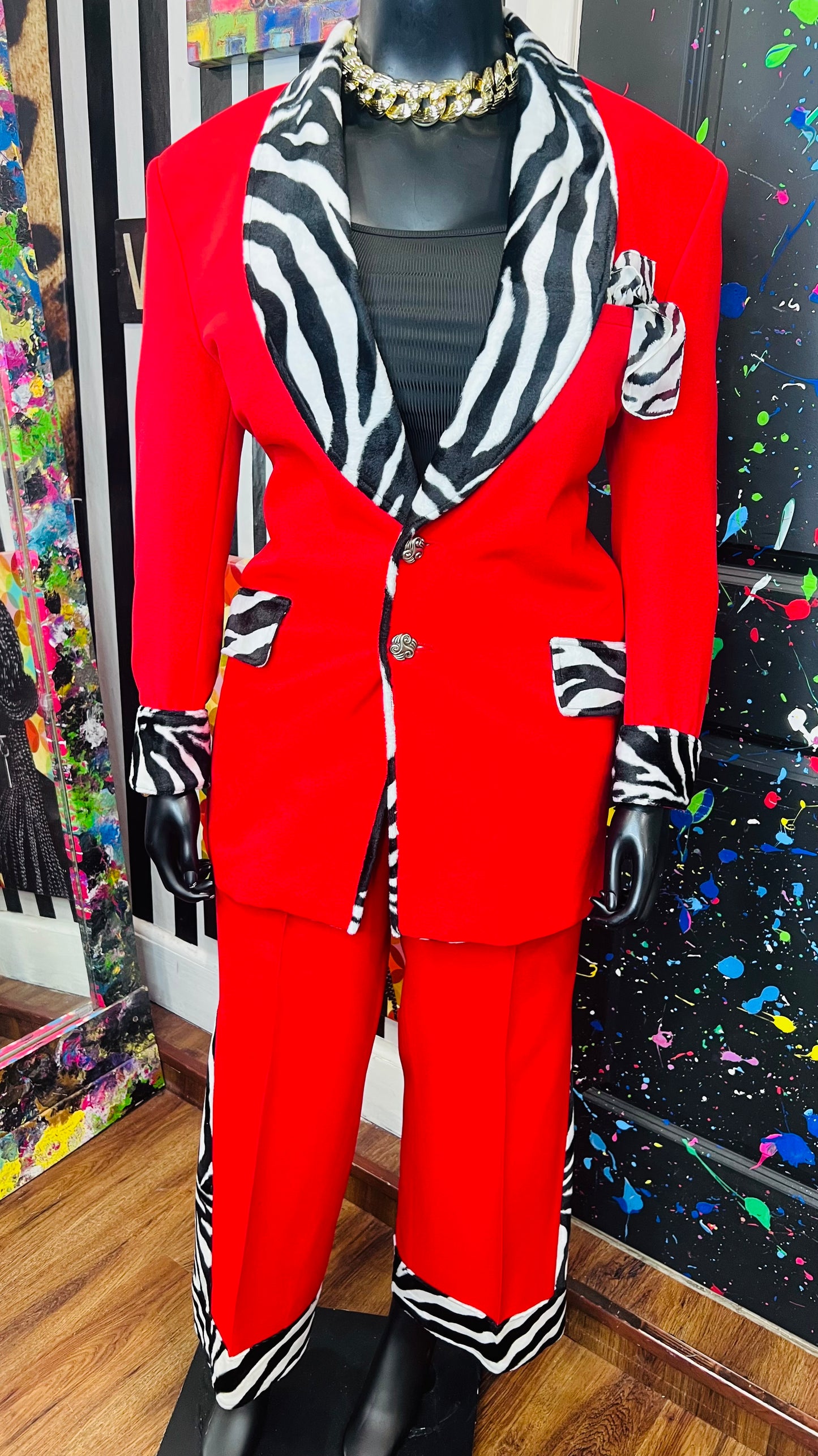 Red & Zebra Pants Suit (16)