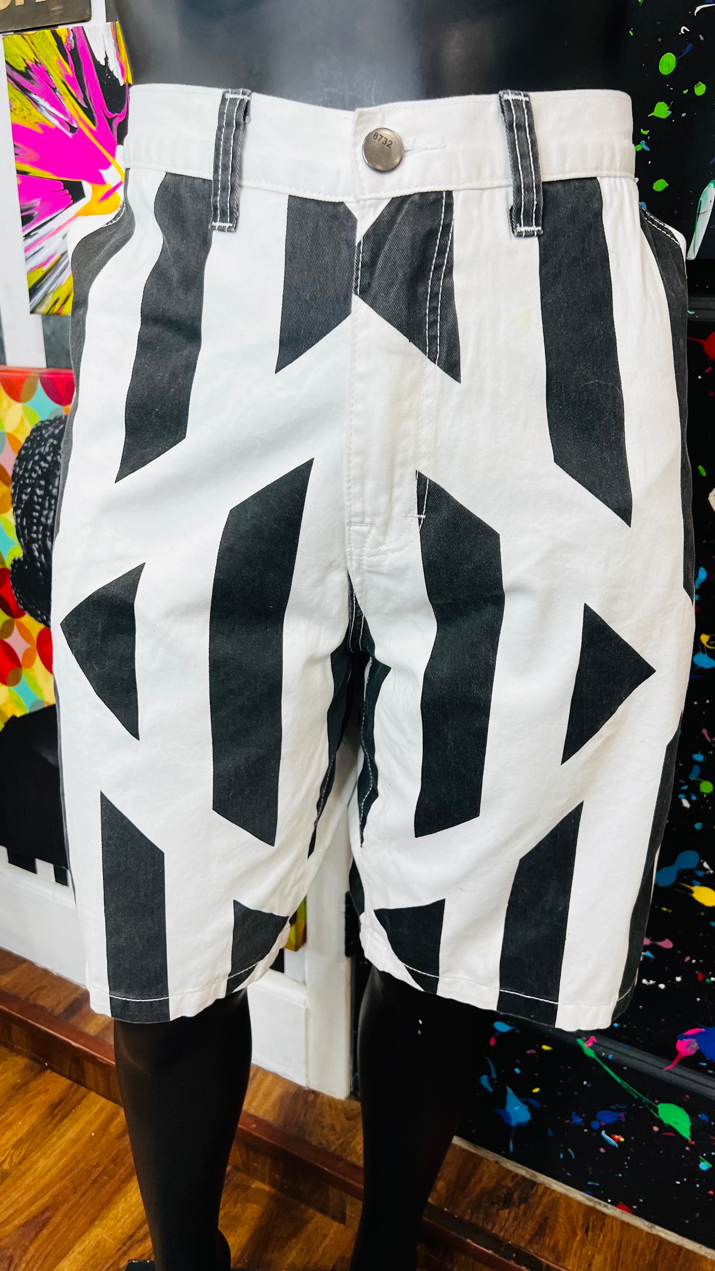 Vintage Denim Black & White Shorts (16)