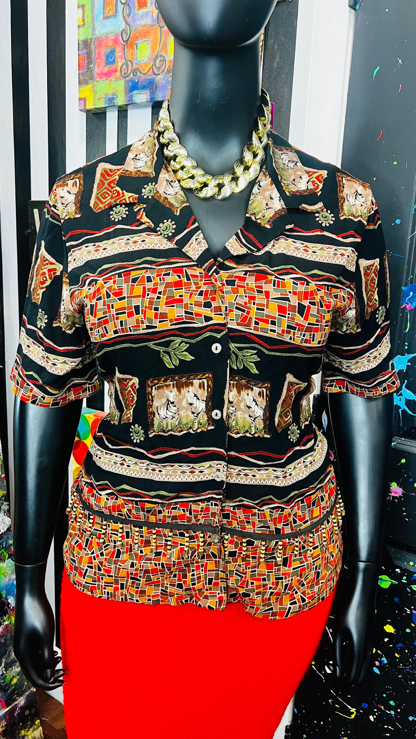 Vintage Safari Cropped Blouse (14)