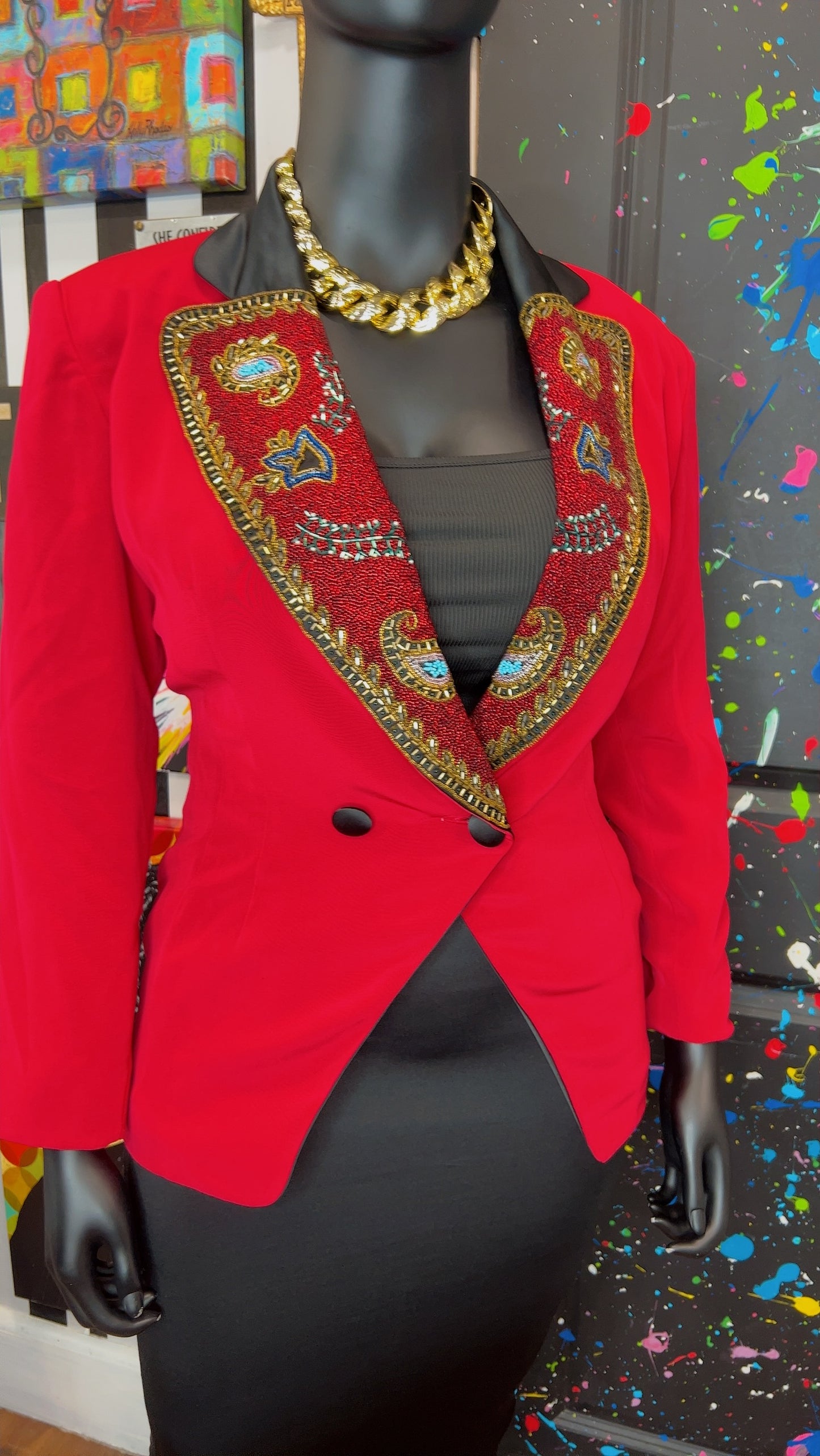 Vintage Fabrice Silhouette Sequin Blazer (12)