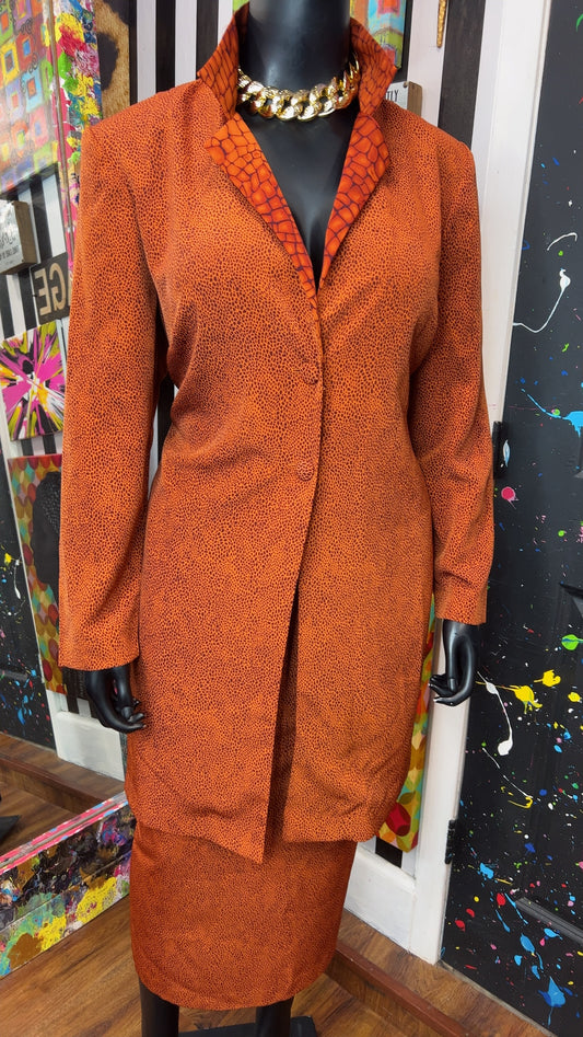 Vintage Animal Print Long Duster & Skirt (22W)