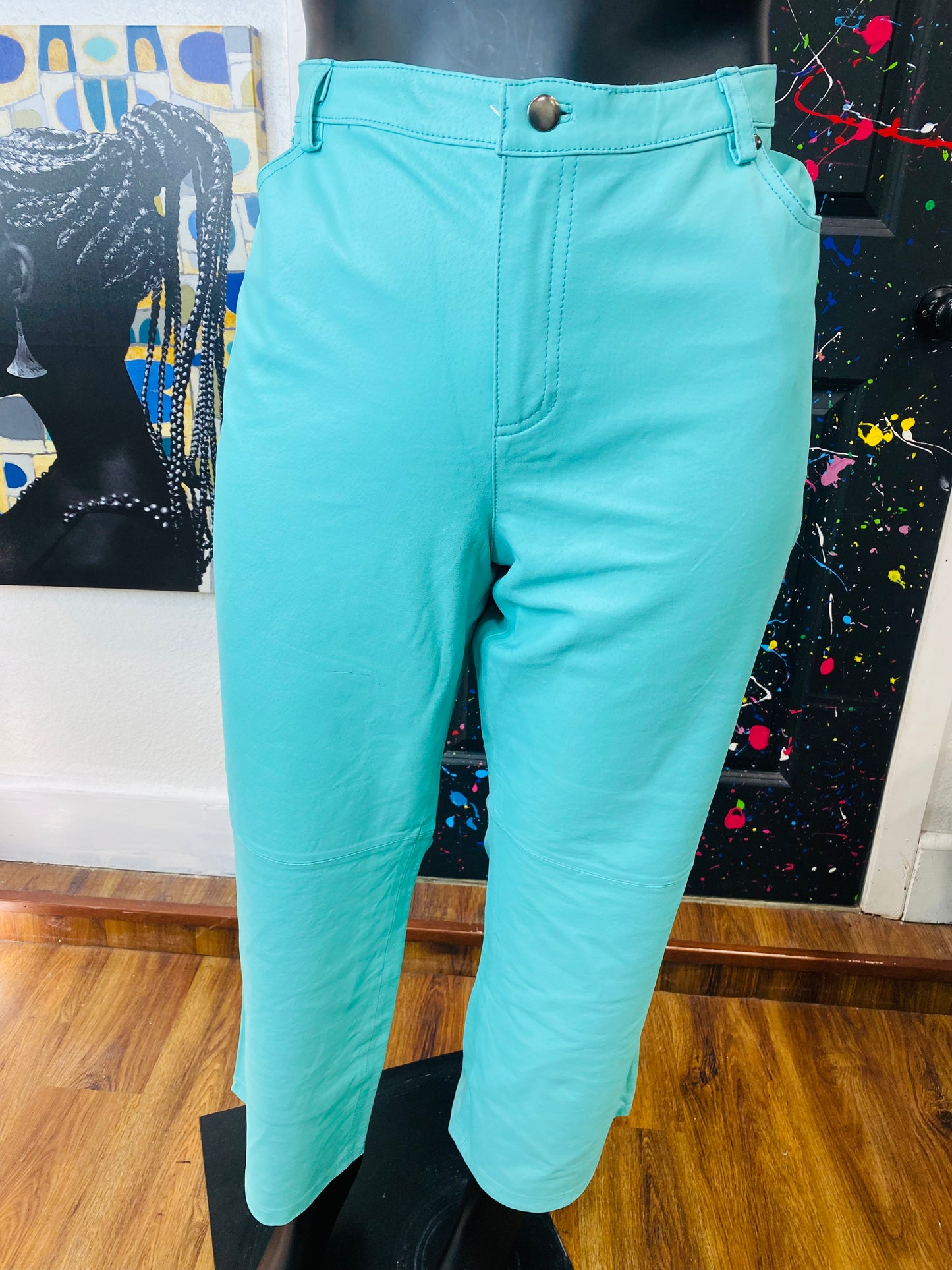 Vintage Lite Green Leather Pants