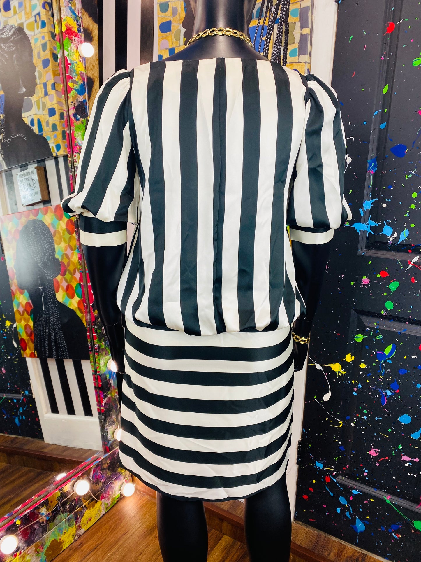 Vintage B&W Striped Dress
