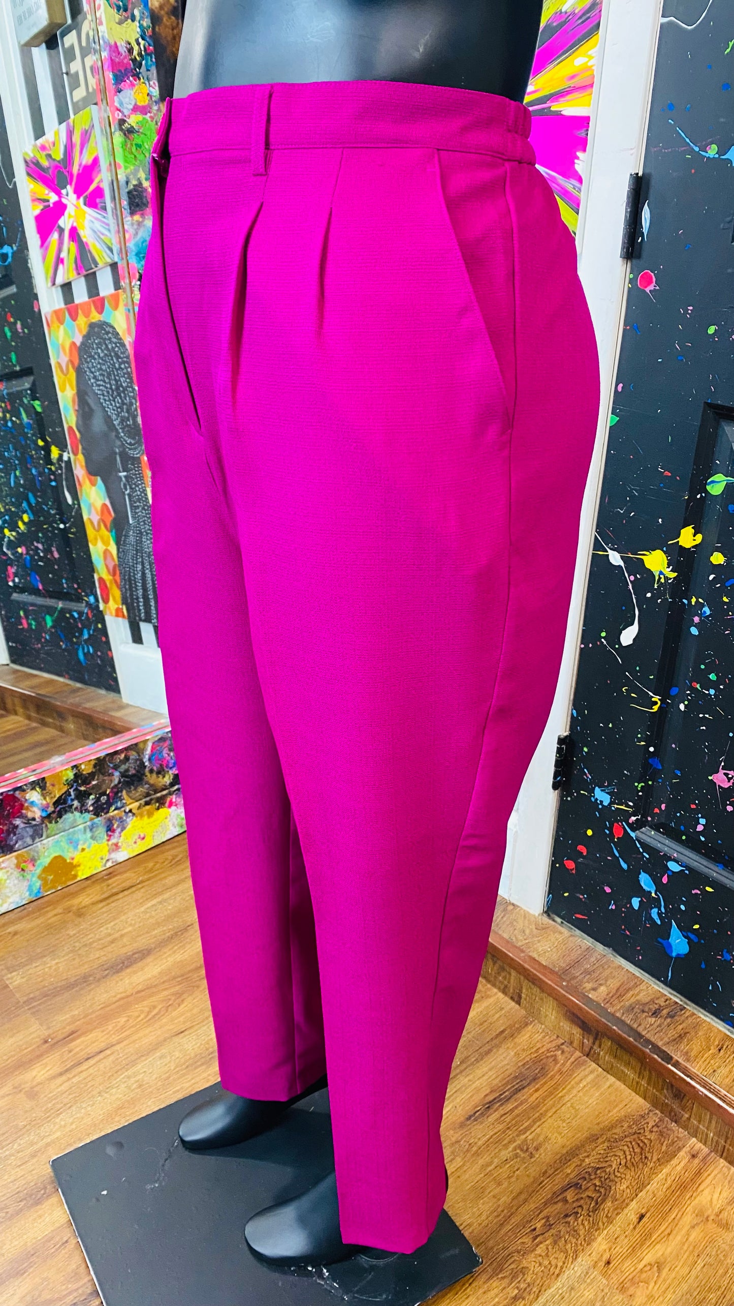 Vintage Solid Pink Pants Suit (18)