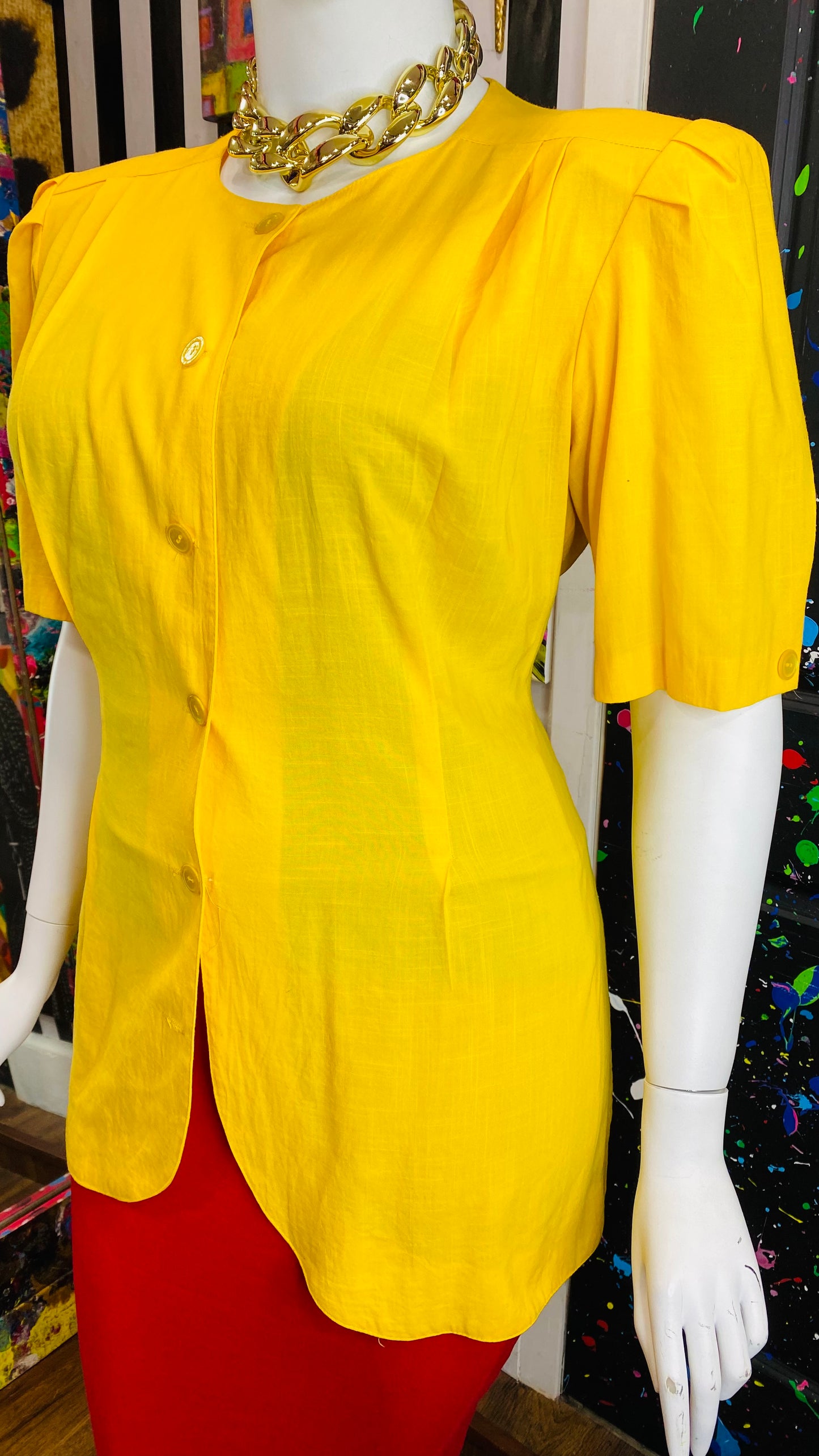 Vintage Sold Yellow Blazer Blouse (20)