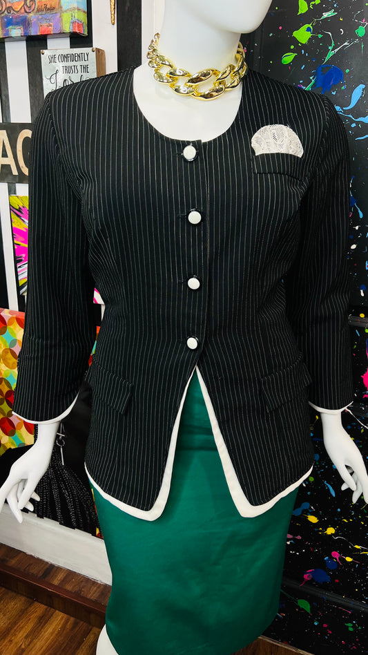 Vintage Pin Striped Black & White Blouse (16)