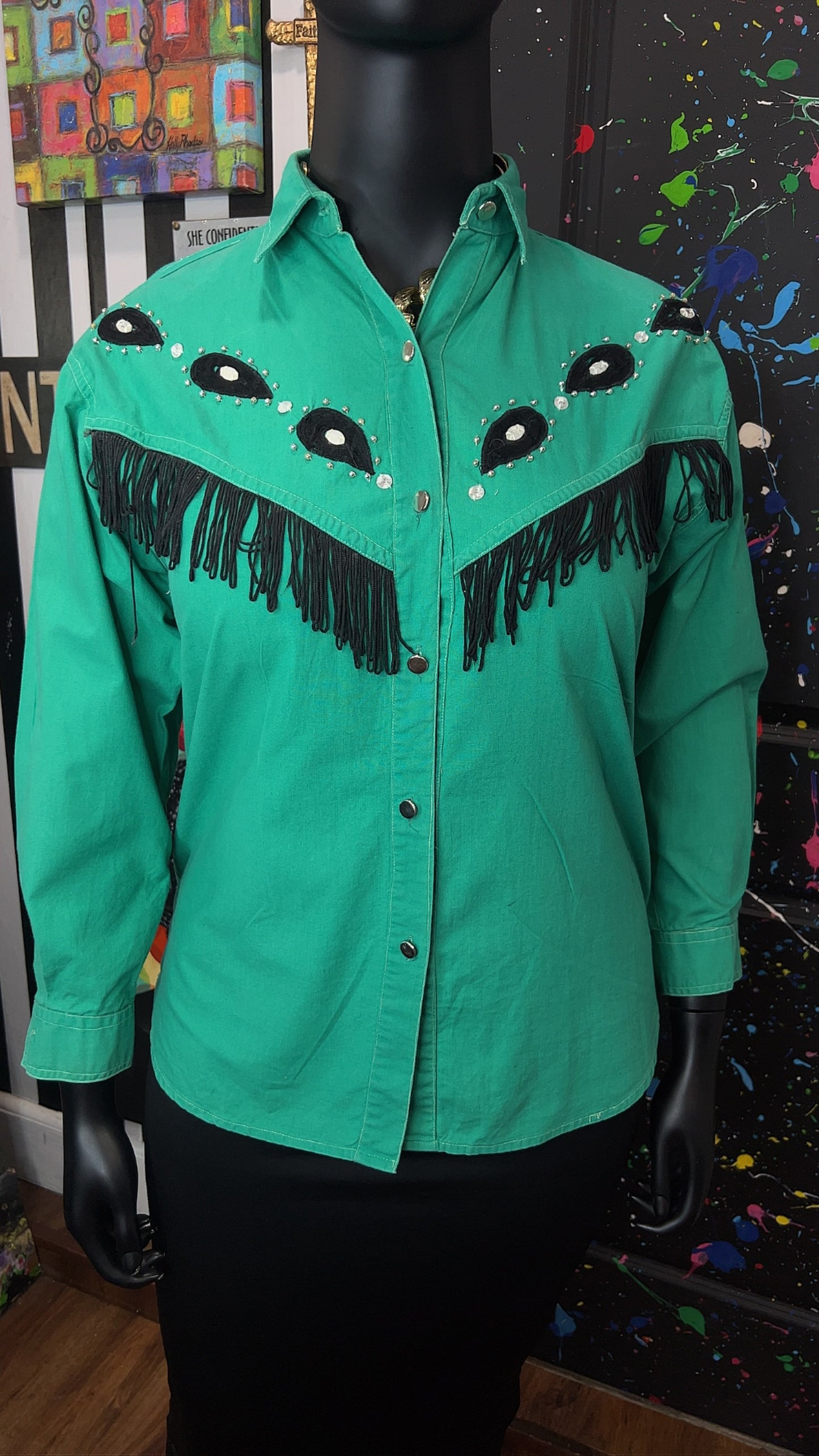 Vintage Western Fringe & Jewel Blouse (12)