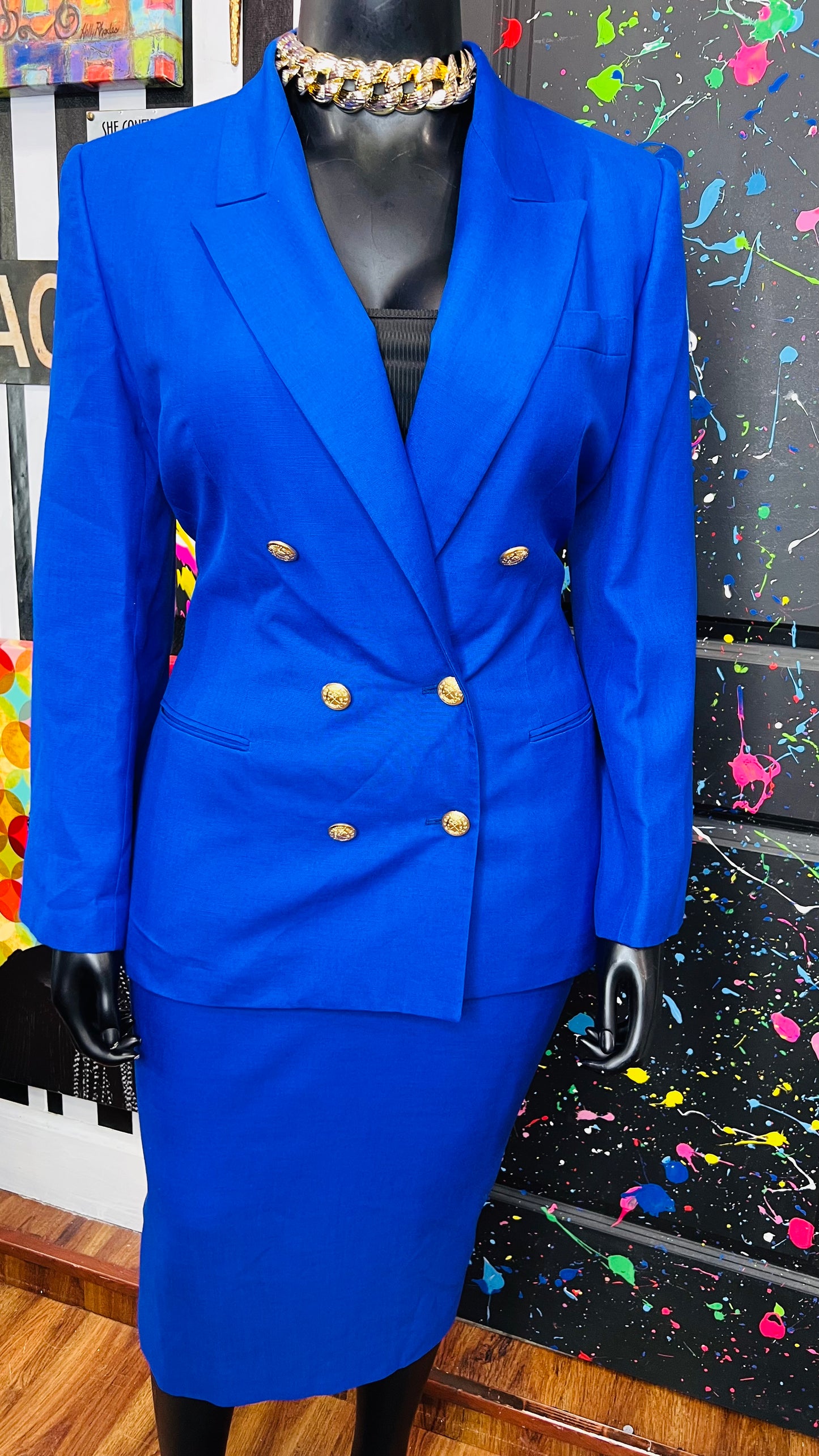 Vintage Cobalt Blue Skirt Suit (16)
