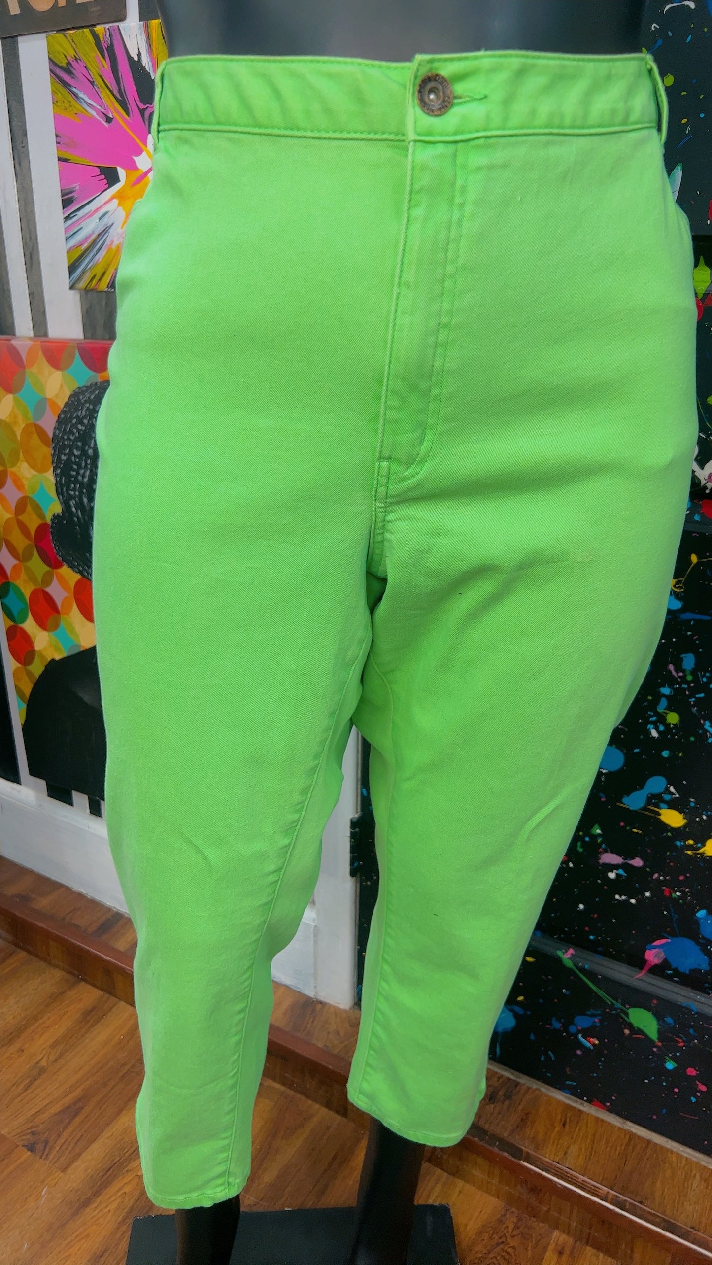 Vintage Green Jeans -Does Stretch (24W)