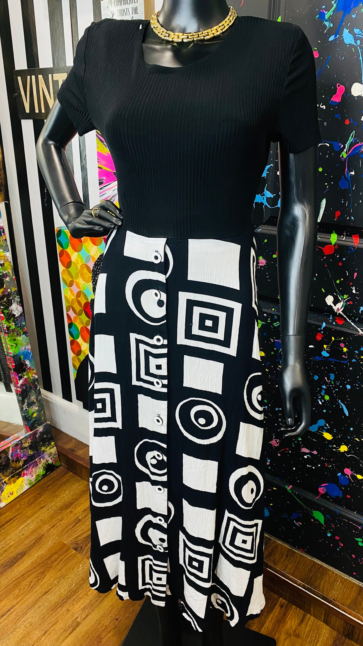 Vintage Cachè Black & White Dress (14)