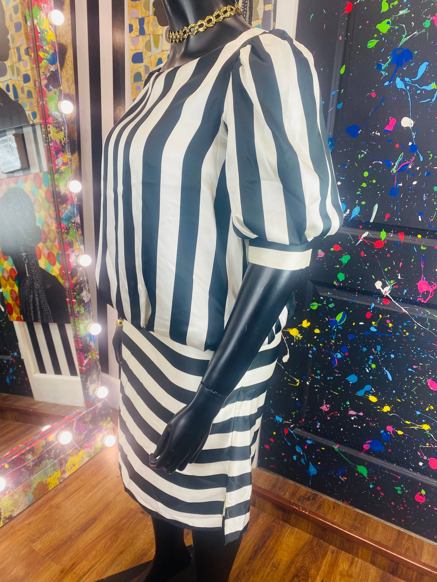 Vintage B&W Striped Dress