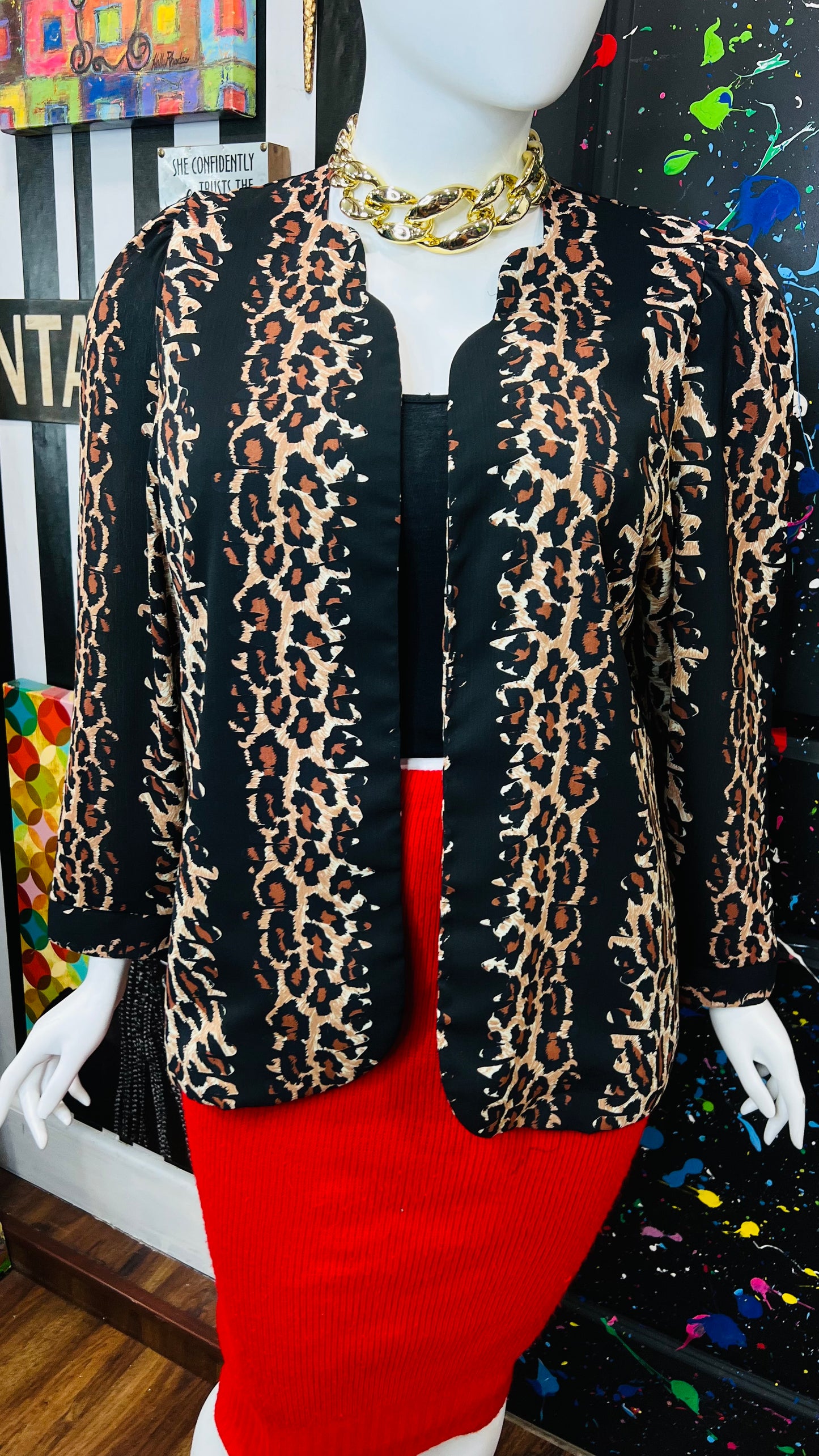 Vintage Animal Print Open Duster (18W)