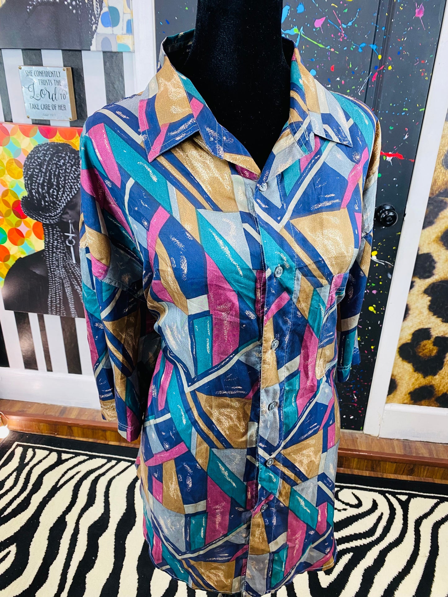 Vintage 100% Silk Short Sleeve Blouse