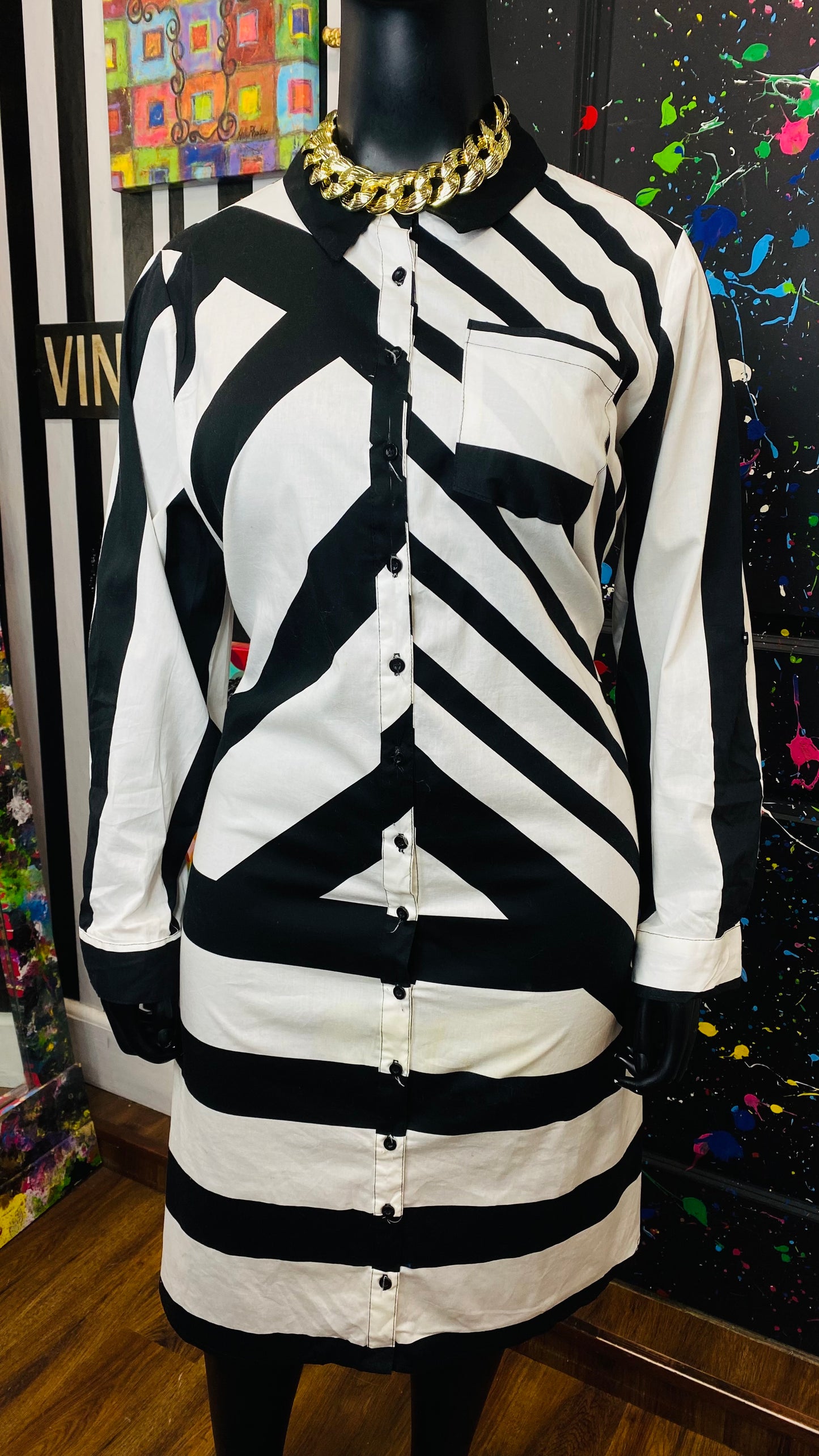 Ashley Stewart Black & White Striped Dress (20)