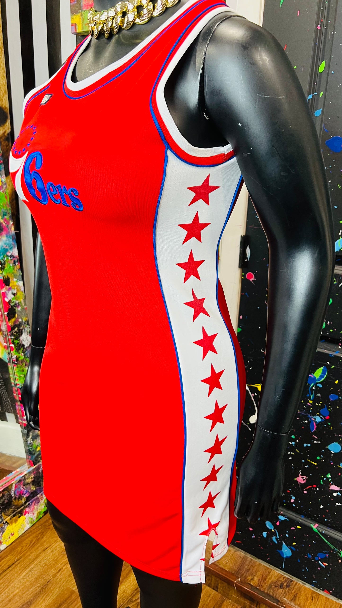 Plus Size Vintage Y2K Philadelphia 76ers Hardwood Classics Official Jersey Dress (12)