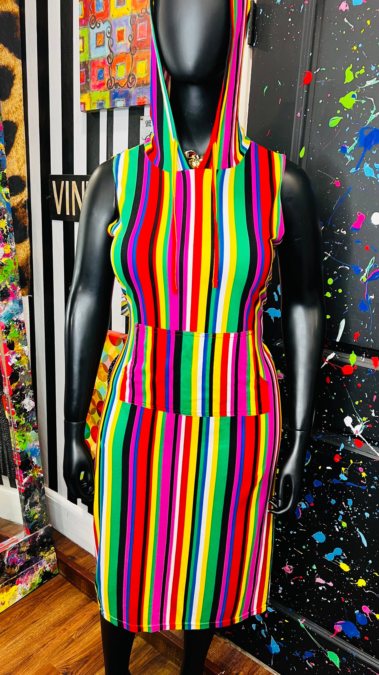 Striped Cotton Hooded Dress (16/18)