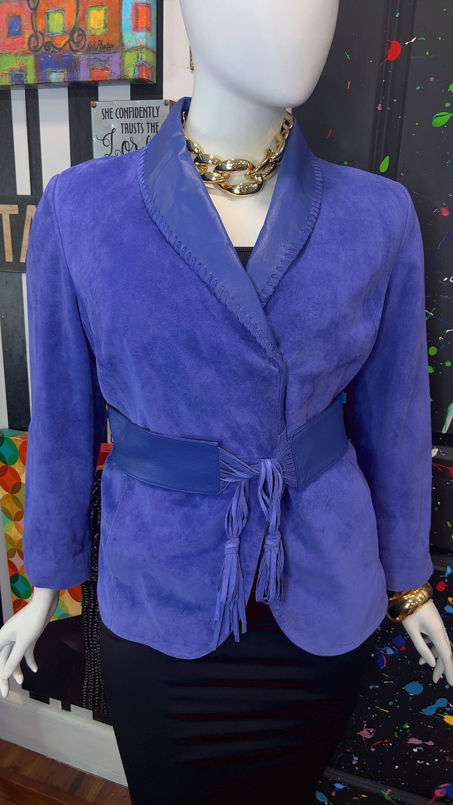 Vintage Suede Leather Jacket with Belt (18)
