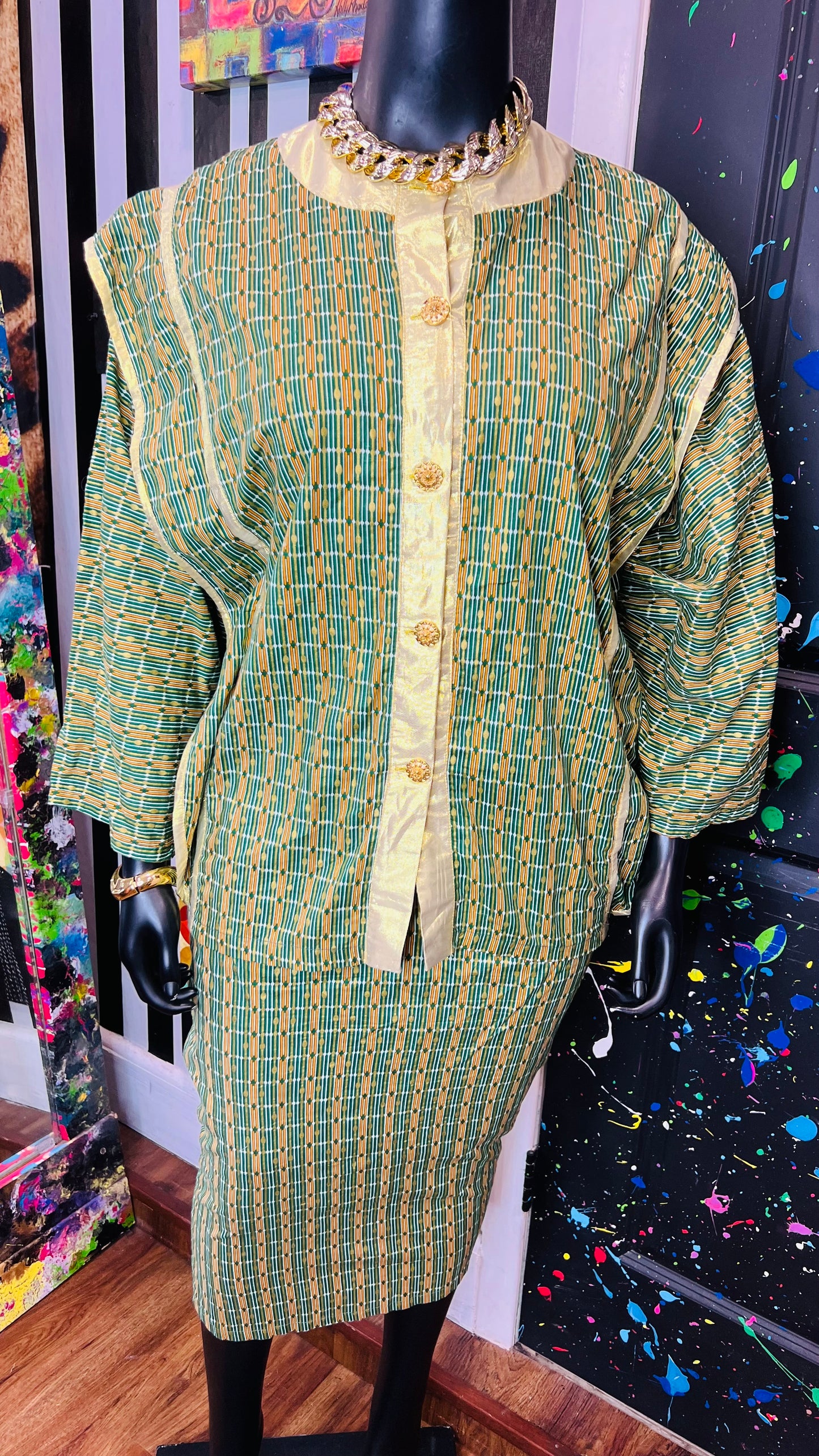 Vintage Authentic African Skirt Set (OS)