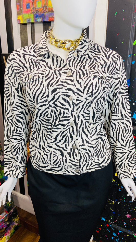 Vintage Carole Little Denim Zebra Print Jacket (24)