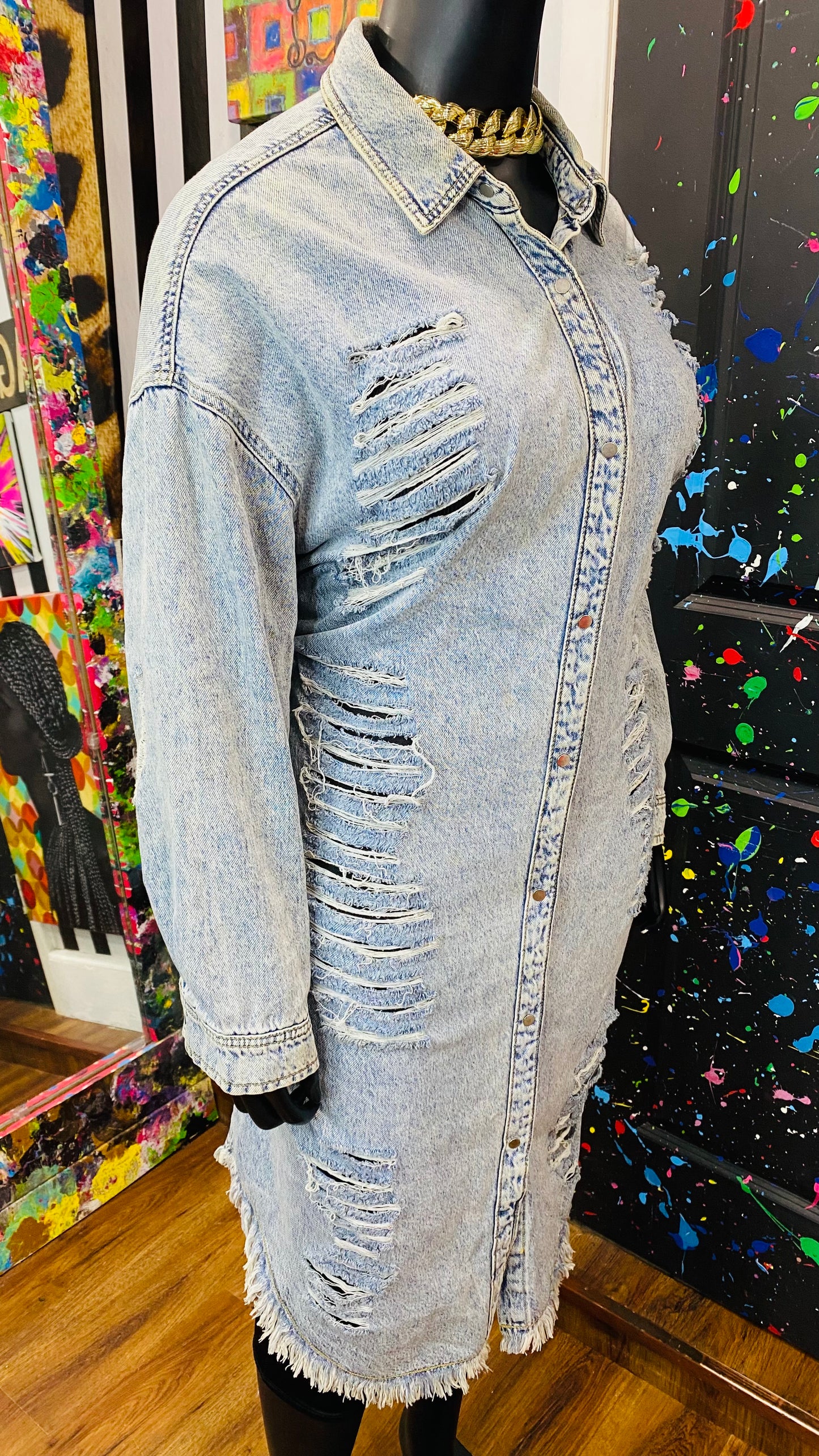 Distressed Denim Duster/Dress (24)