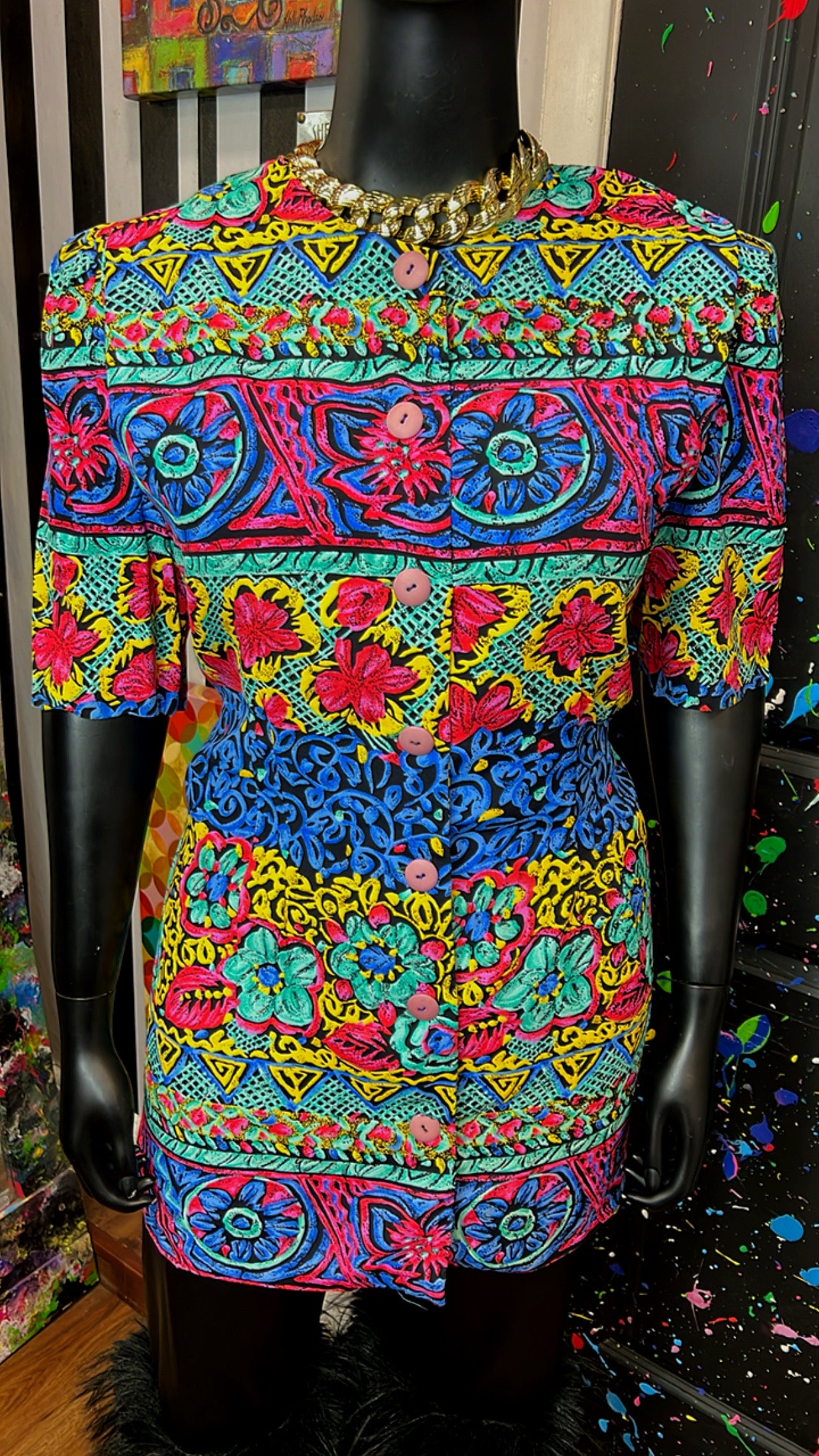 Vintage Abstract Blazer Blouse (16)