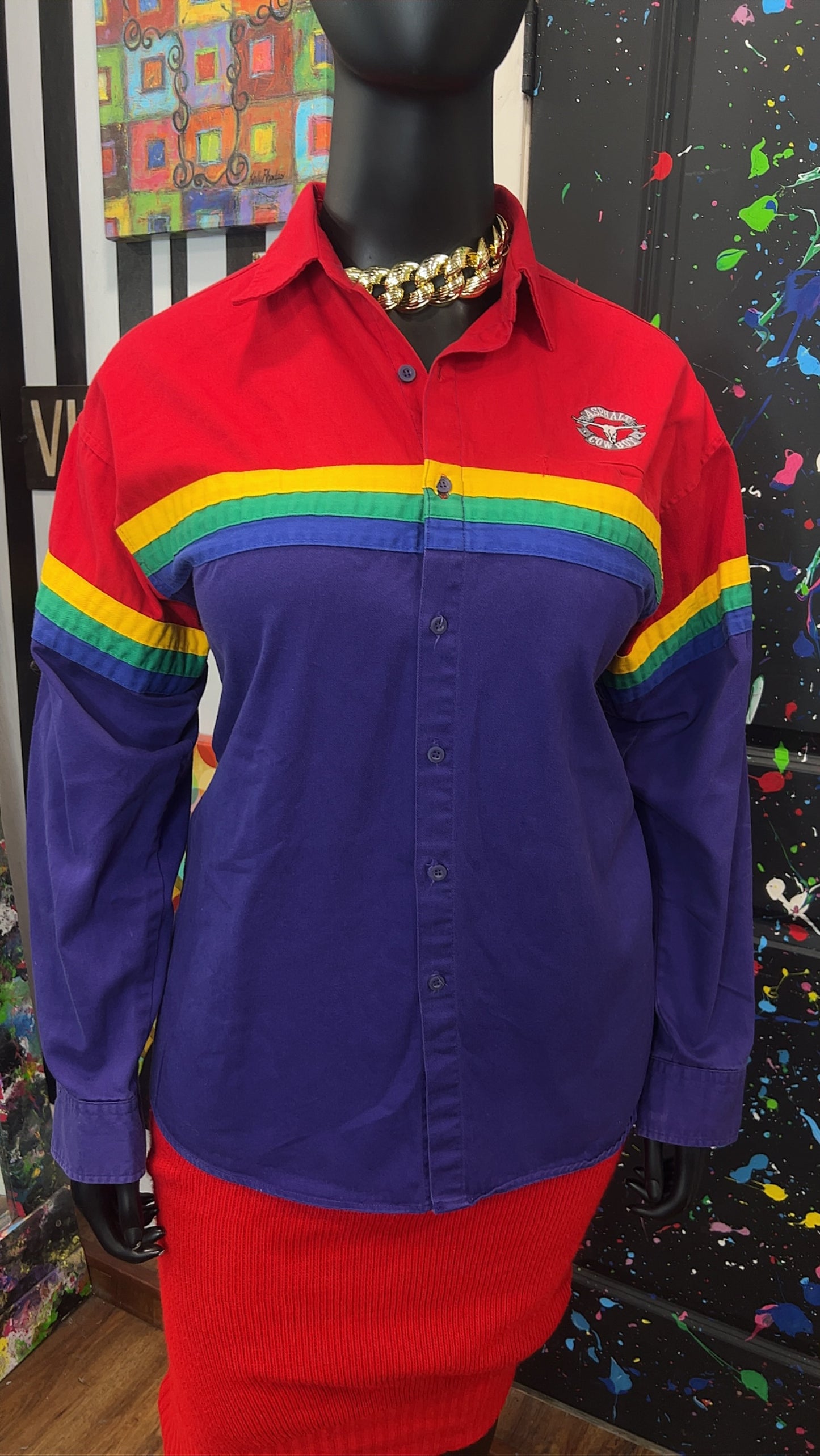 Vintage Rainbow Western Blouse (14)