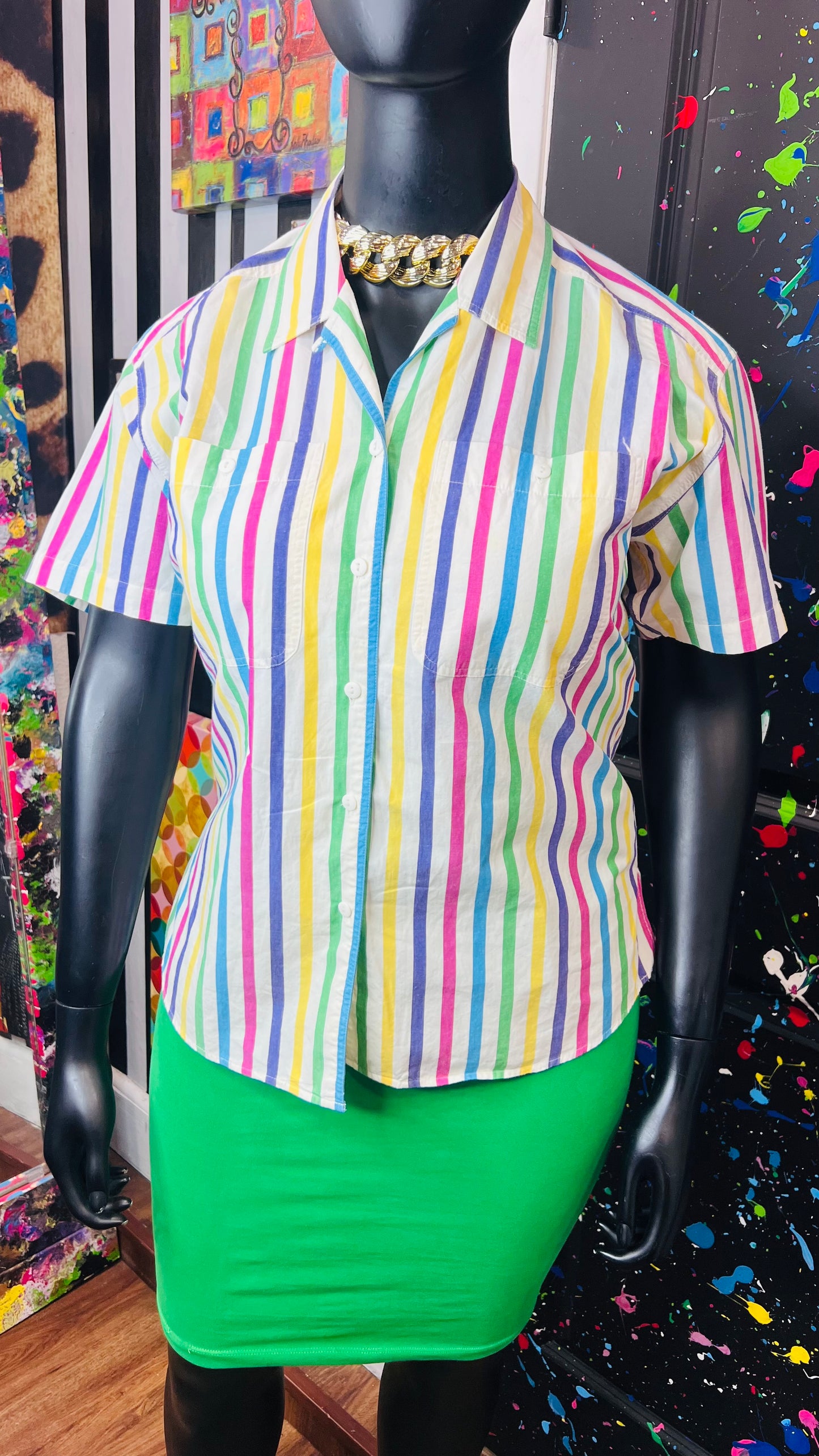Vintage Cotton Striped Blouse (14)