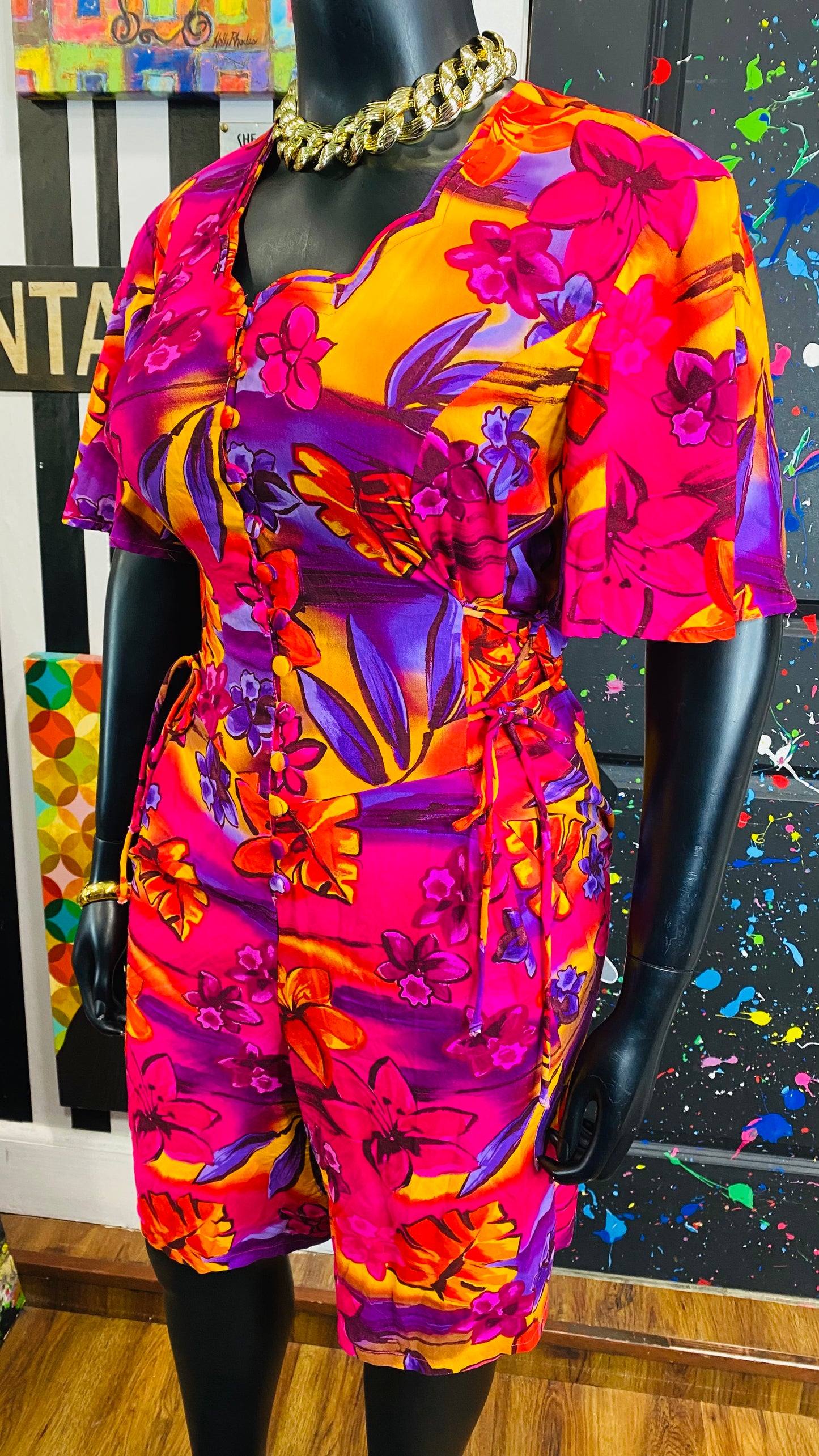 Vintage Rayon Floral Romper (18)
