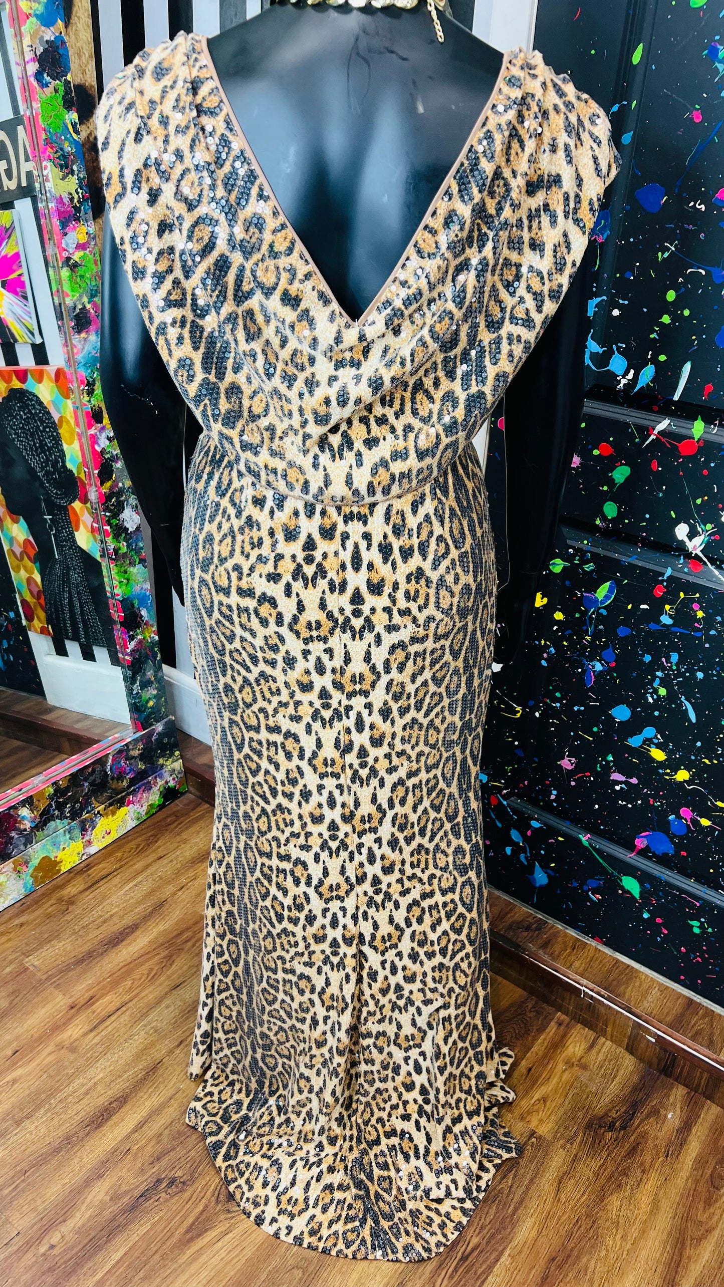 Vintage Inspired Sequin & Animal Print Gown (18)