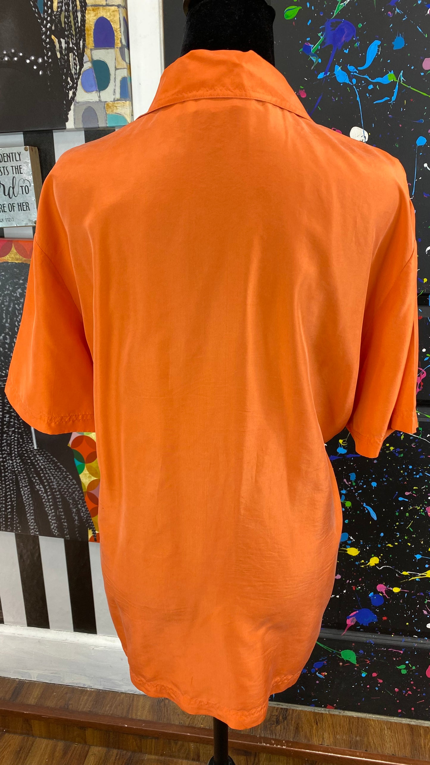 Vintage Orange Short Sleeve Blouse