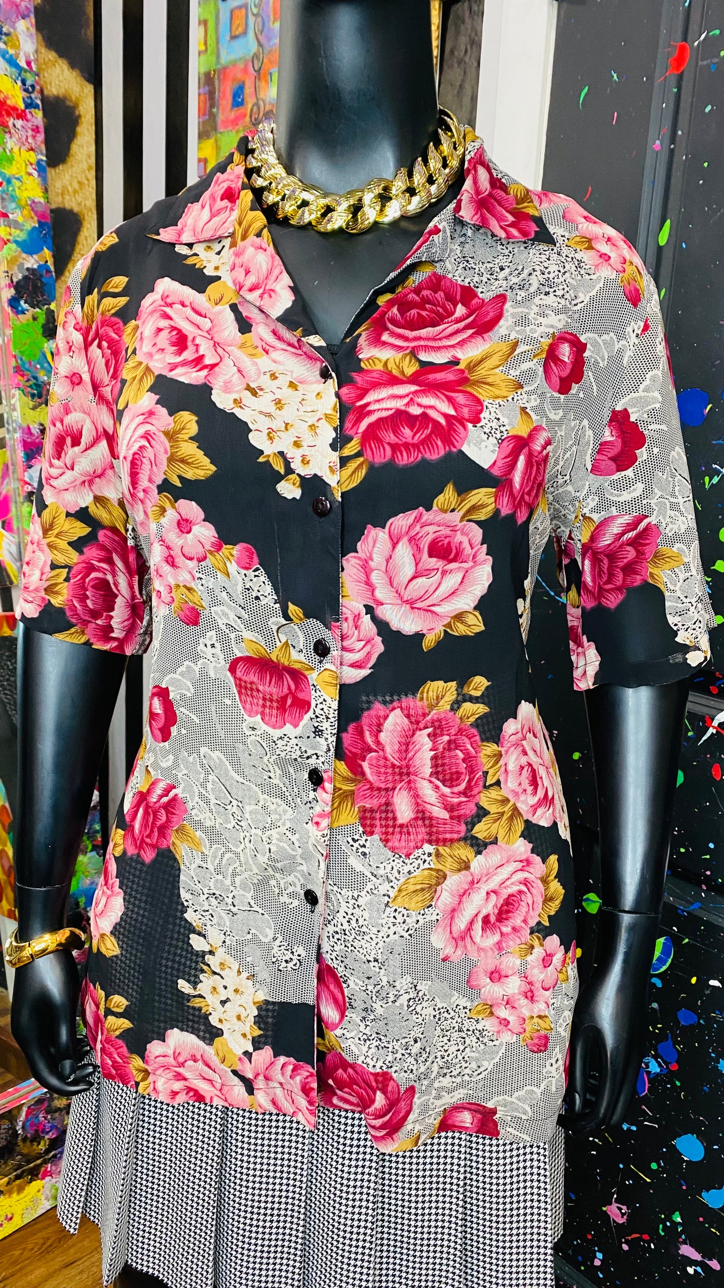 Vintage Sheer Mixprint Blouse (22)