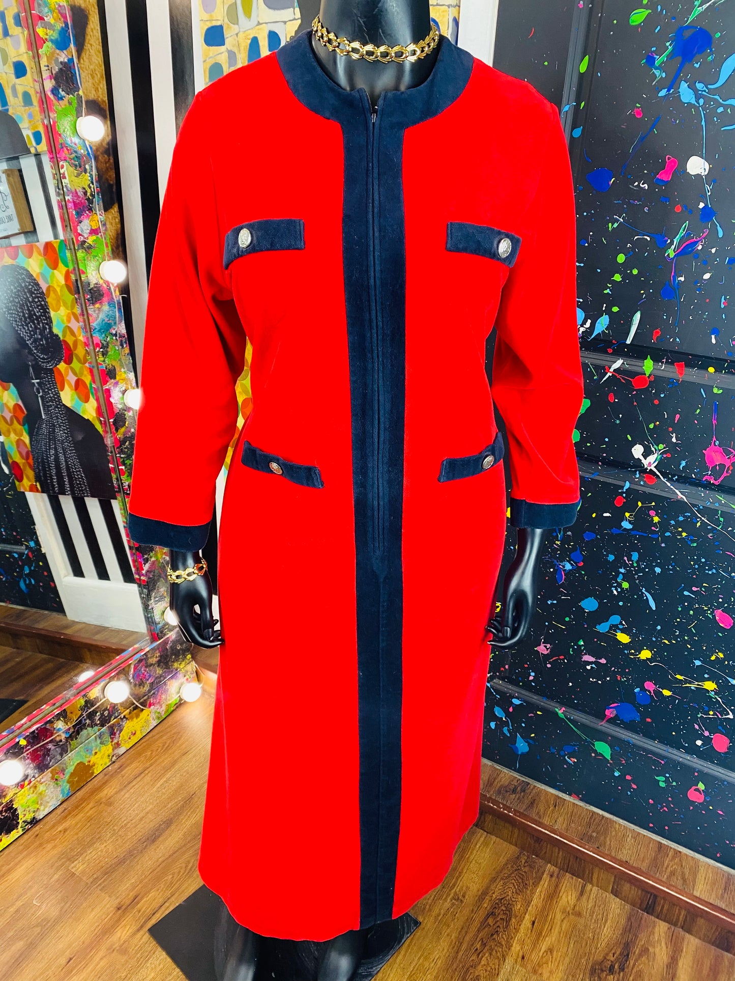 Vintage Red & Blue Dress