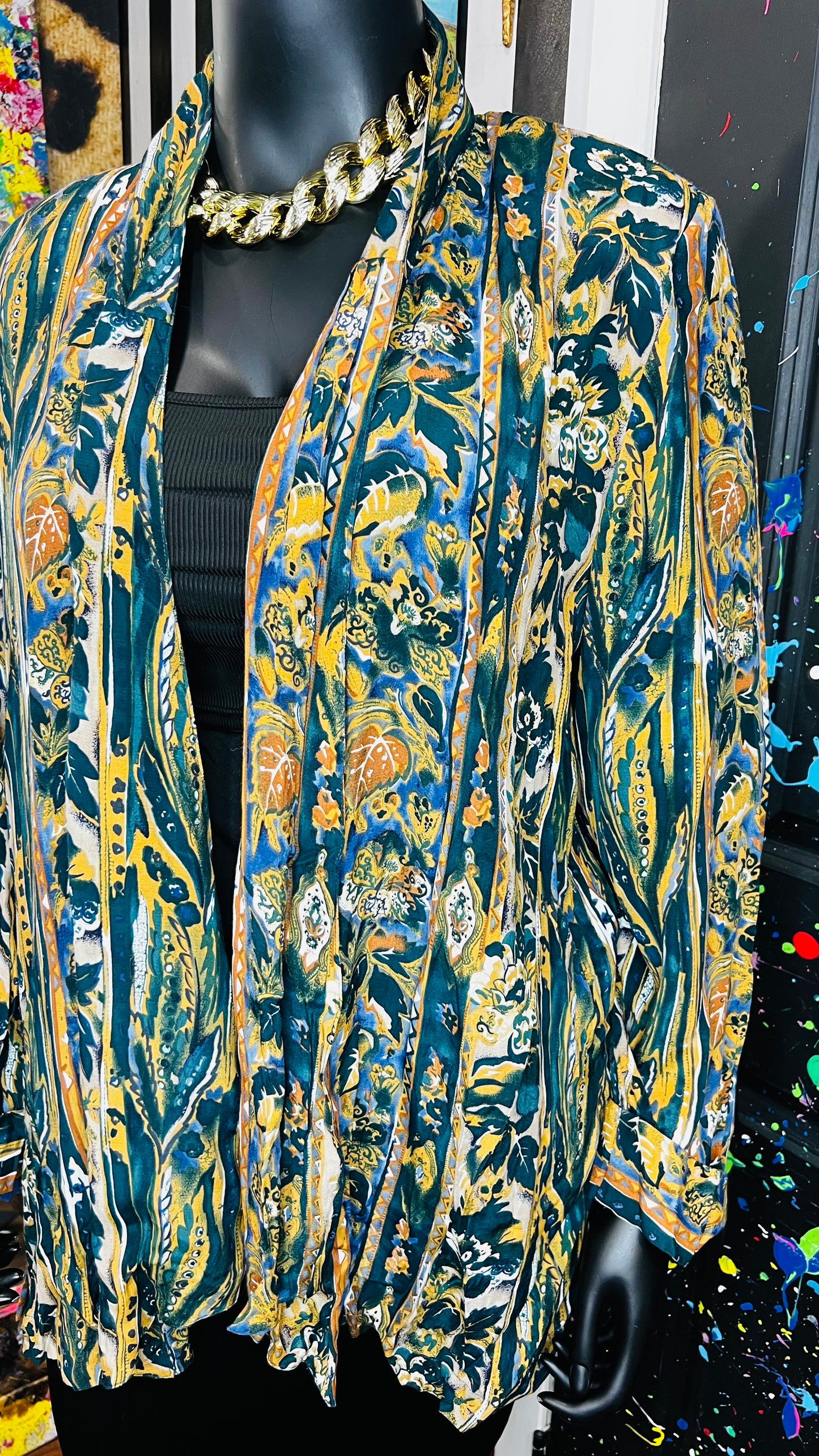 Vintage Rayon Abstract Duster (22)