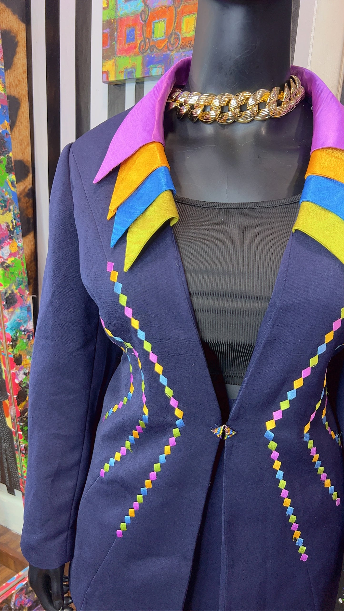 Vintage Rainbow Collar Skirt Suit (20W)