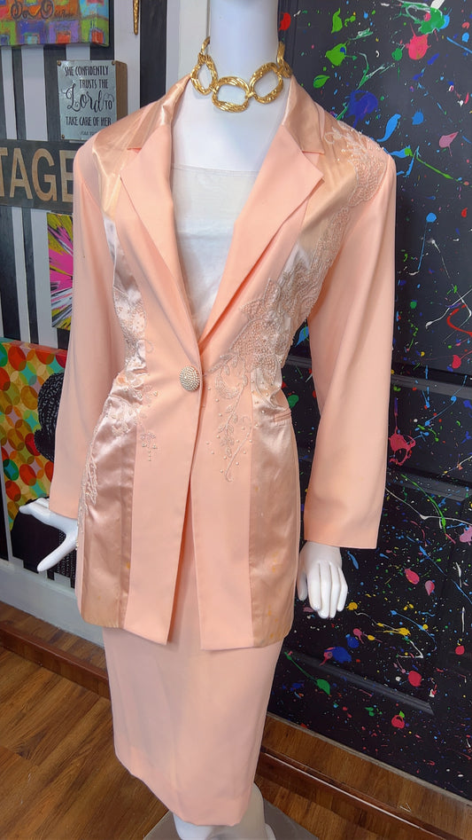 Vintage Salmon Pink Skirt Suit (14)