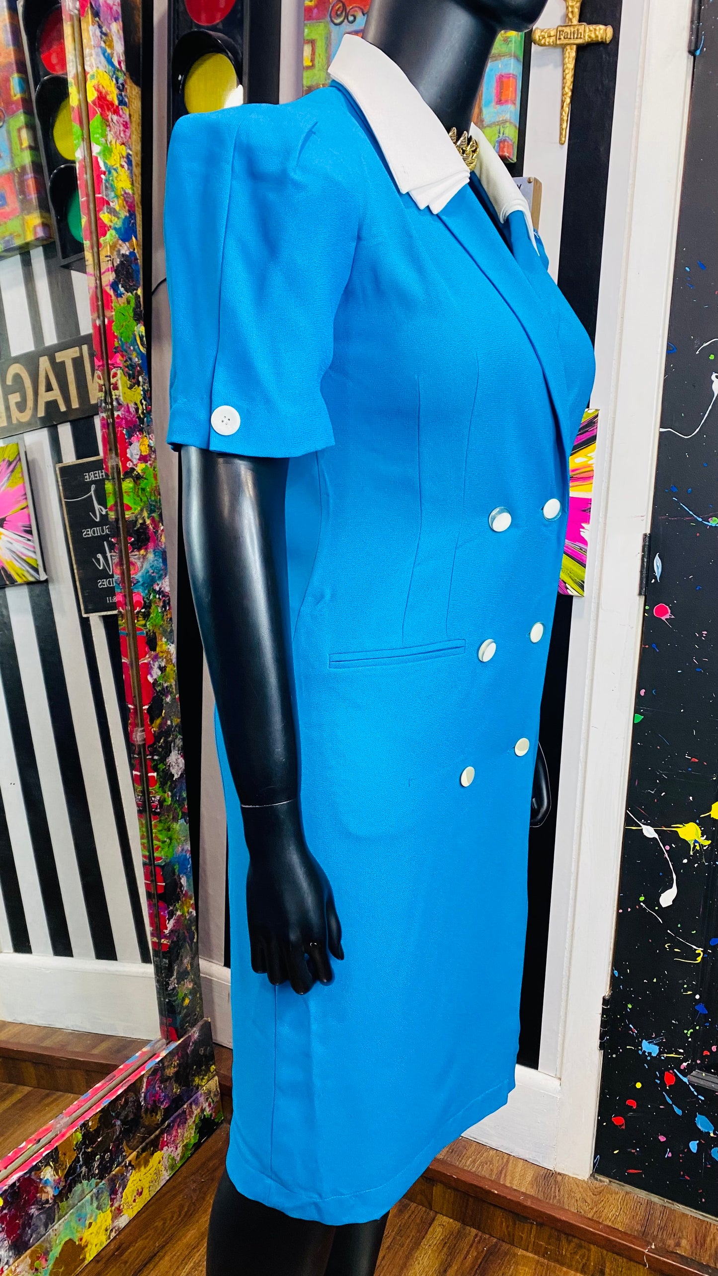 Vintage Blue Blazer Dress (12)