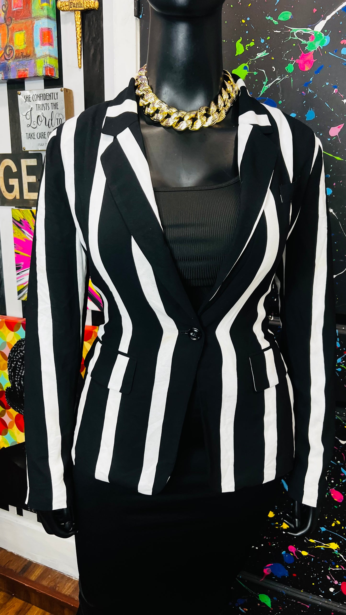 Striped Black & White Blazer (12)